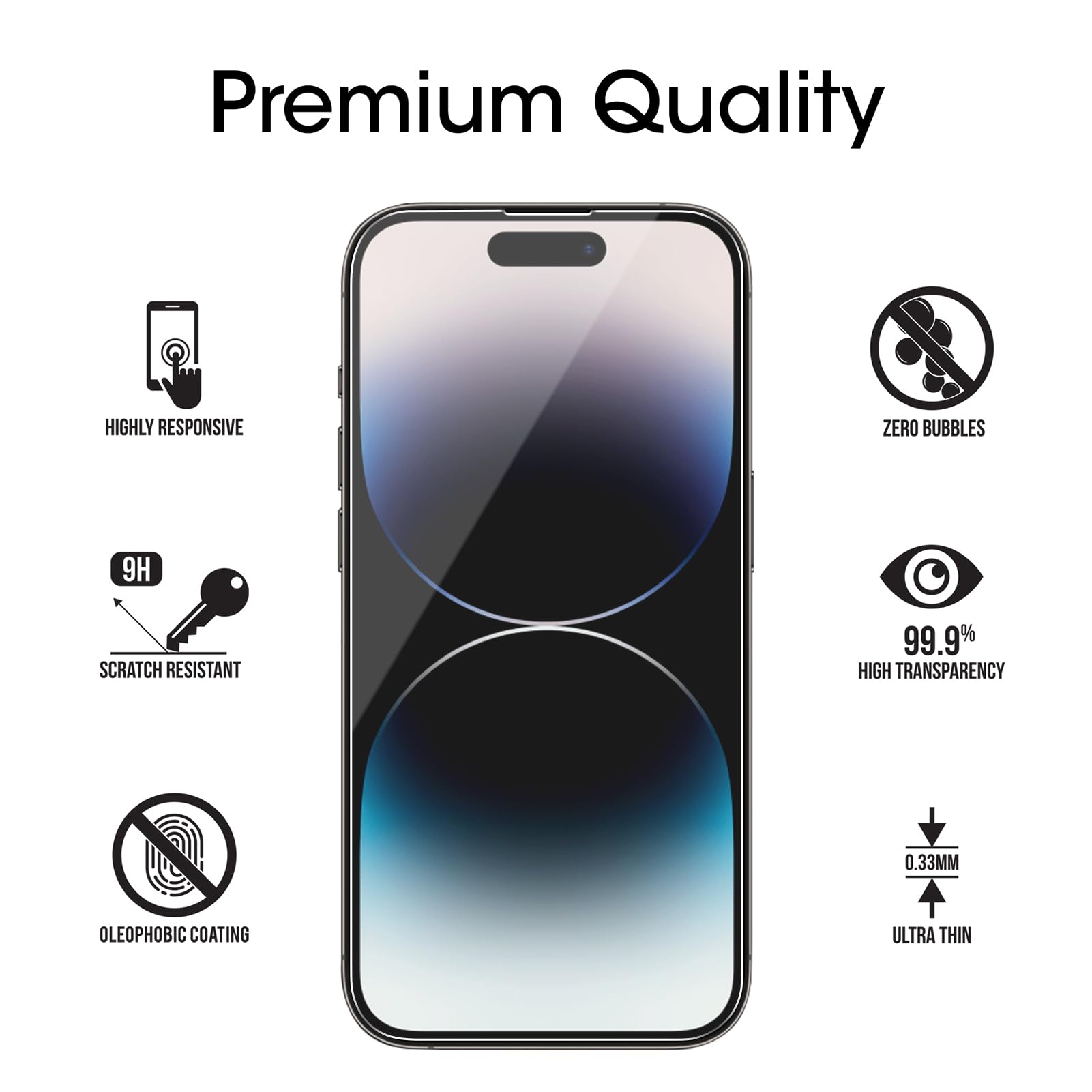 Amfilm Essential Screen Protector For Iphone 14 Pro Max 6.7'', Premium 9H+ Tempered Glass, Anti Scratch, Hd Clear And Touch Sens