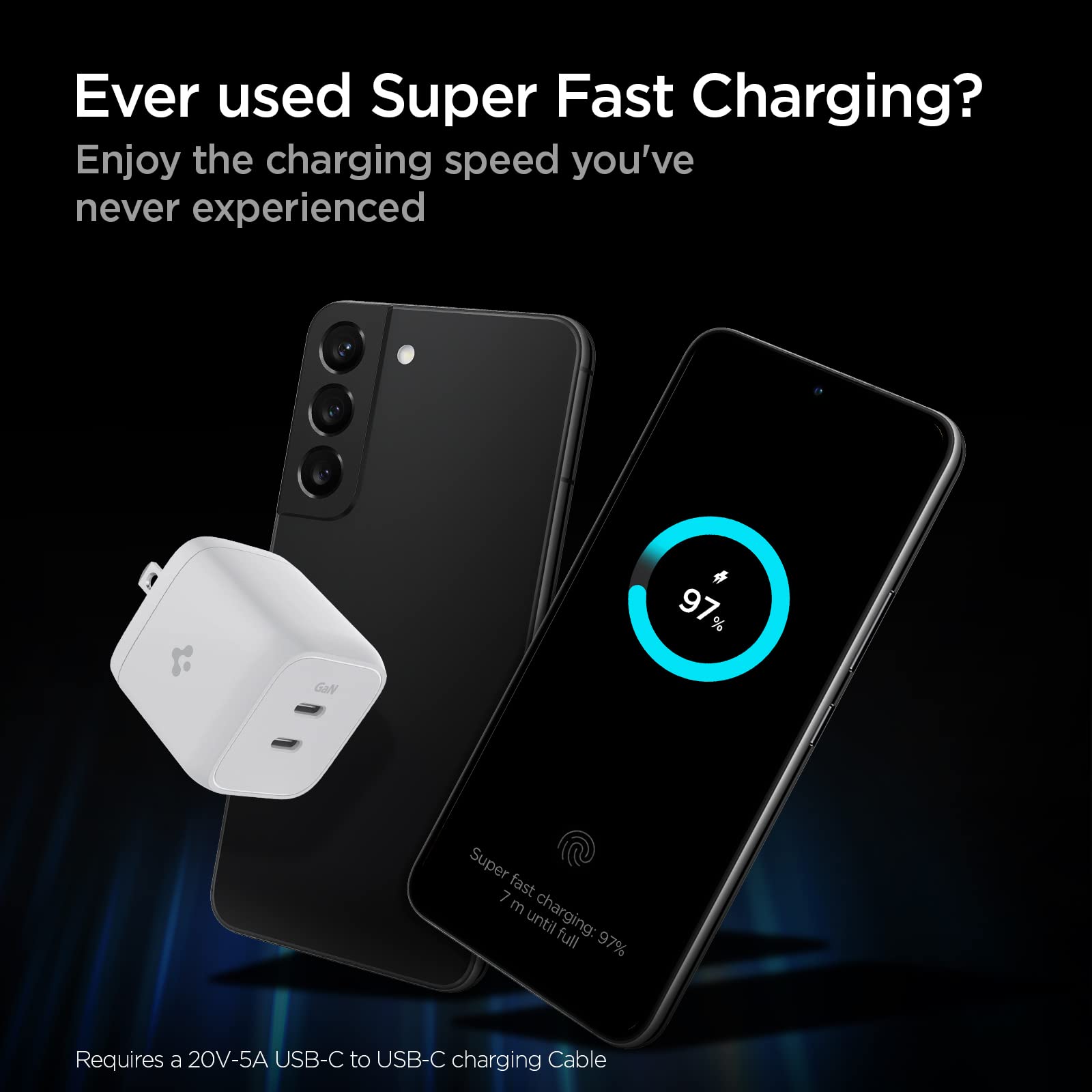 Spigen Gan 452 Total 45W 2 Ports Gan Iii Tech Dual Usb C Wall Charger Pd 3.0 Charging Block For Iphone 16 15 14 13 12 Plus Pro M