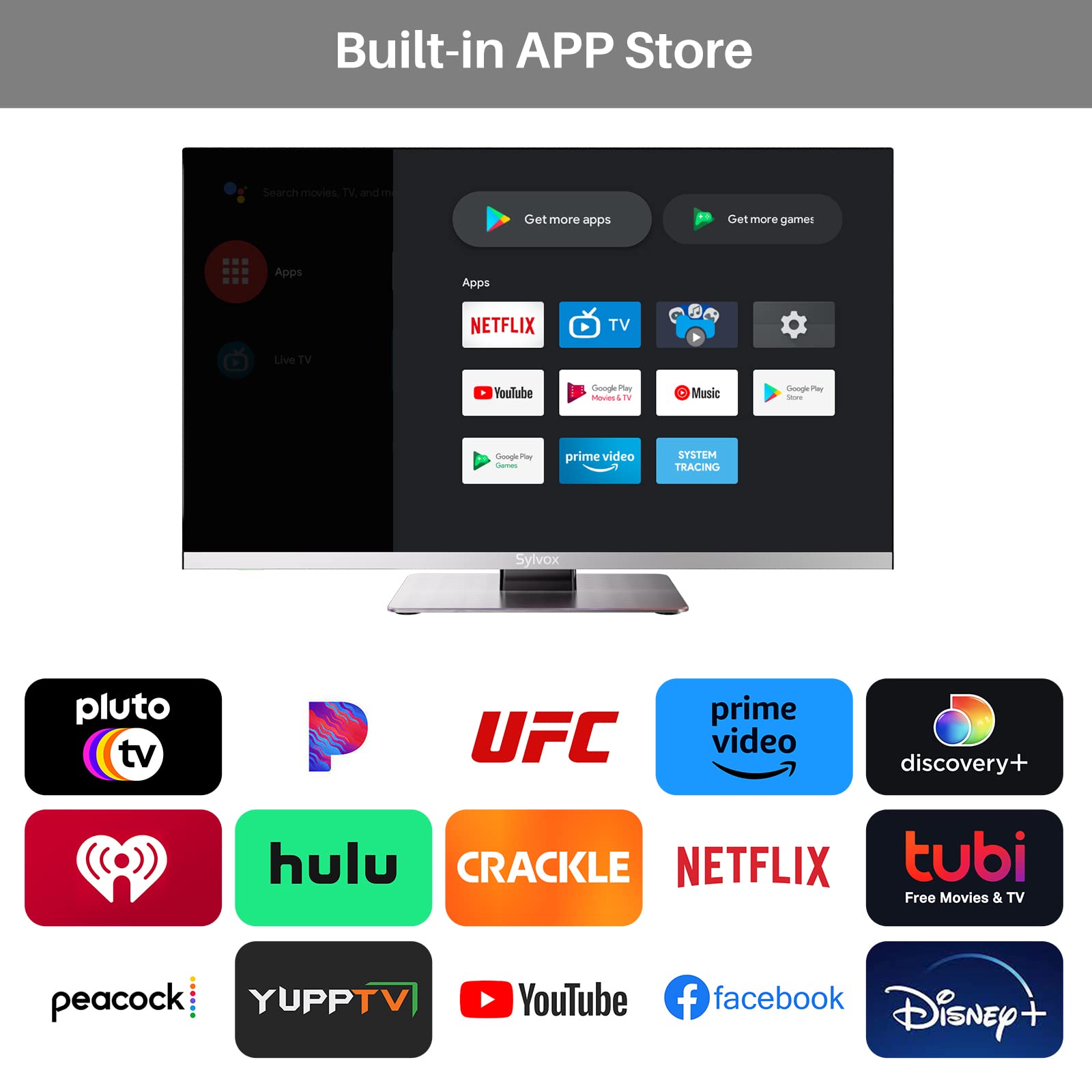 Sylvox Rv Tv, 22 Inches 12/24V 1080P Full Hd Small Android Smart Tv, Built In App Store, Support Wifi Bluetooth, For Car Home Ca