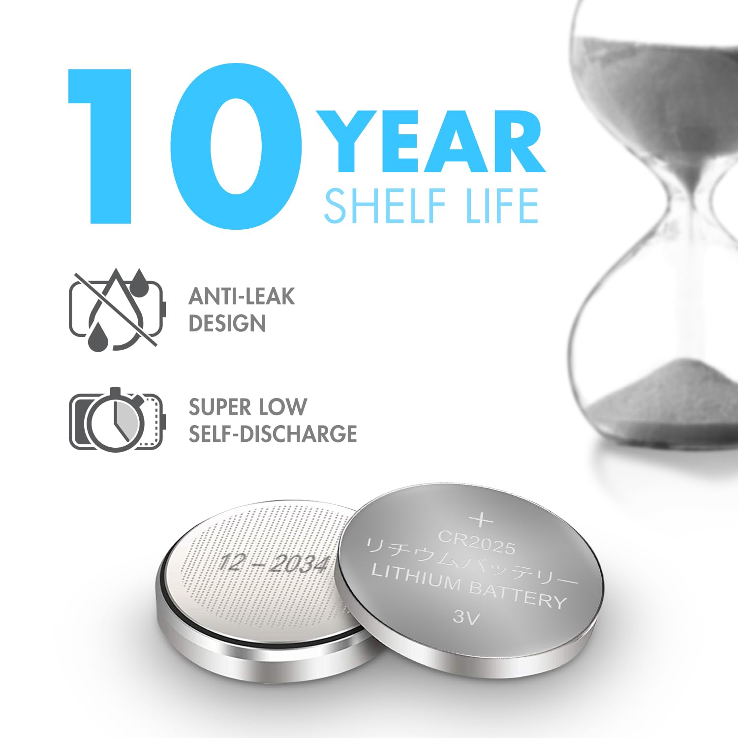 Tenergy 3V Cr2025 Batteries, Lithium Button Coin Cell 2025 Battery, Ideal For Key Fobs, Calculators, Coin Counters, Watches, Hea