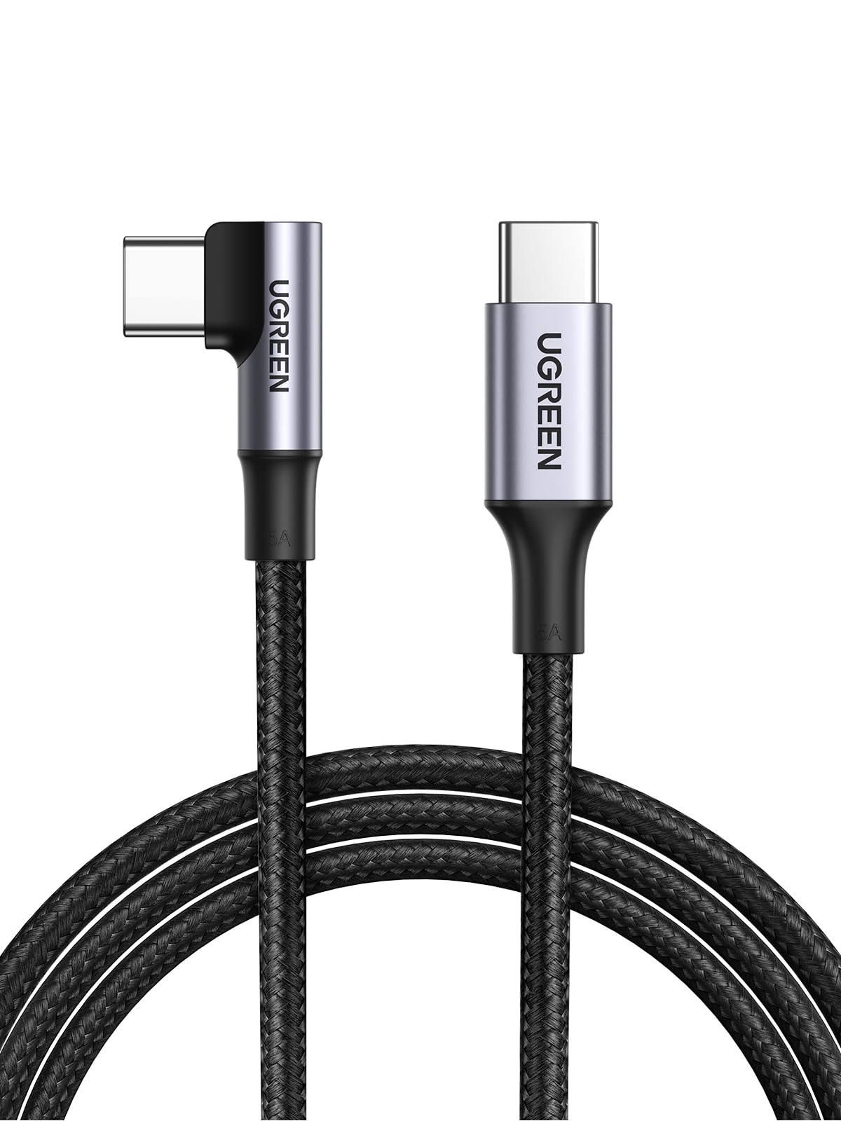 UGREEN Right Angle USB C to USB C Cable, 100W Type C 90 Degree Fast Charging Cable Compatible with iPhone 17/17 Plus/17 Pro/16, 