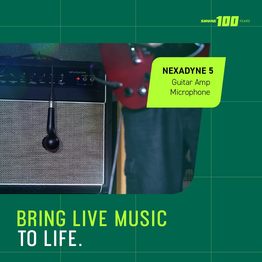 Shure Nexadyne 5 Guitar Amp Microphone With Revonic Technology - Supercardioid Dynamic Mic For Pro Amplification, Enhanced Signa