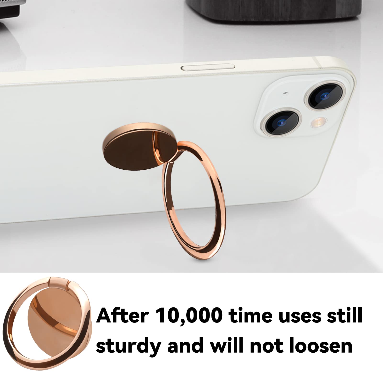 Obhei Metal Cell Phone Ring Holder Finger Ring Stand, 360 Degree Rotation Ring Kickstand Grip Holder For Magnetic Car Mount, Ros