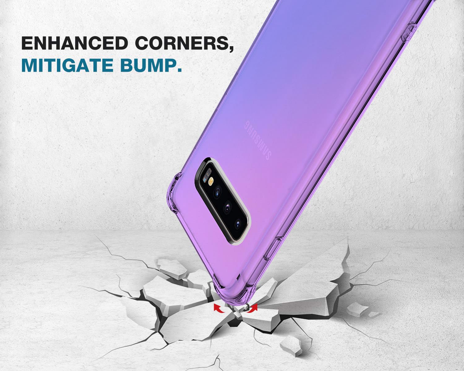 KIOMY Samsung Galaxy S10 Plus Phone Case Shockproof TPU Purple Blue Gradient