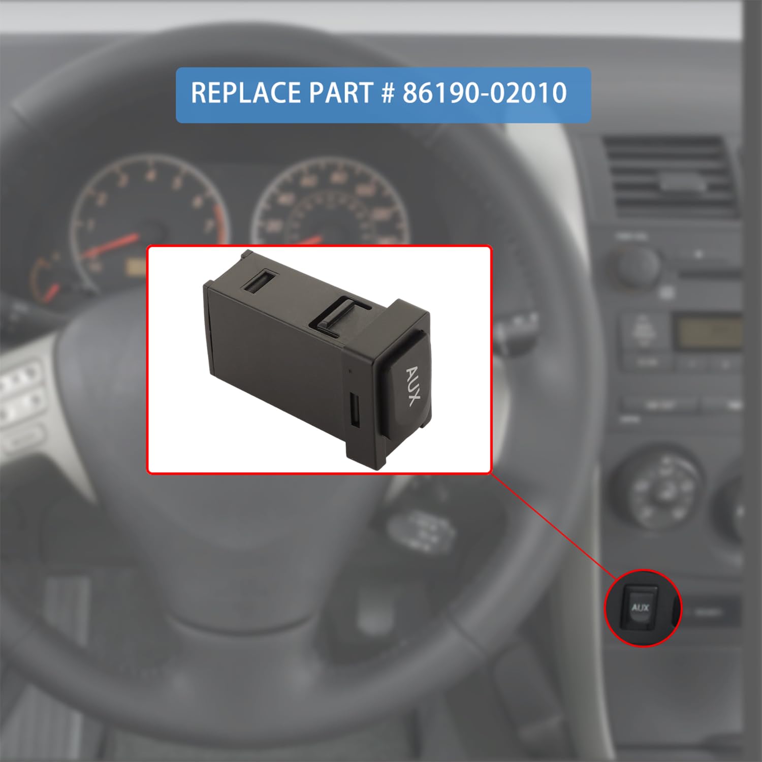 Ymhhefy 86190 02010 Aux Port Input Auxiliary Jack Adapter Compatible With Toyota 09 13 Corolla 07 14 Tundra 09 12 Tacoma 09 11 R