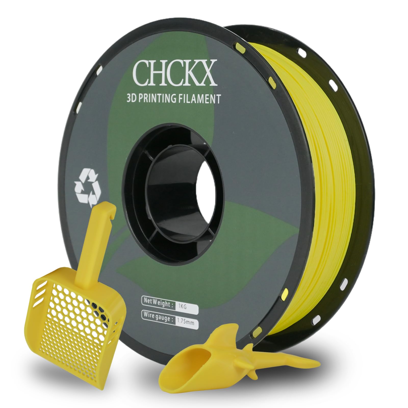 CHCKX PETG 3D Printer Filament, Dimensional Accuracy +/- 0.03 mm, 1kg Spool(2.2lbs), 1.75 mm Fit for Most 3D Printers, Yellow