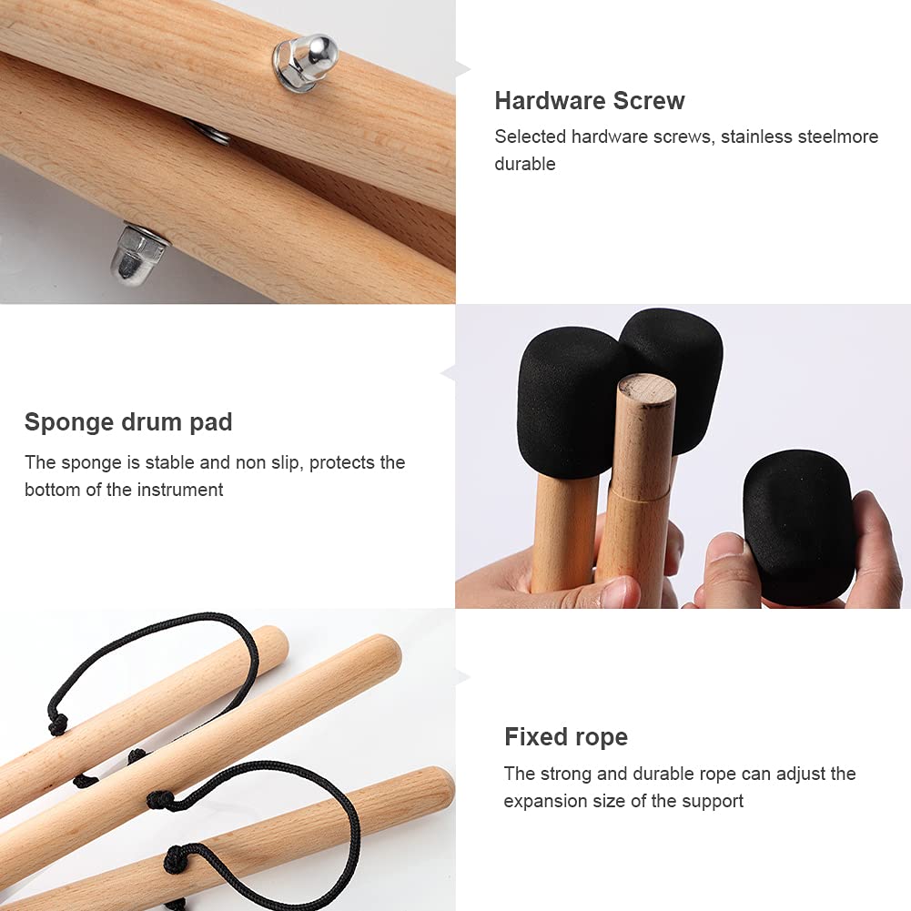 Emvanv Handpan Drum Stand, Solid Wood Adjustable Triangular Extendable Snare Holder Bracket Drum Stand(As Shown)