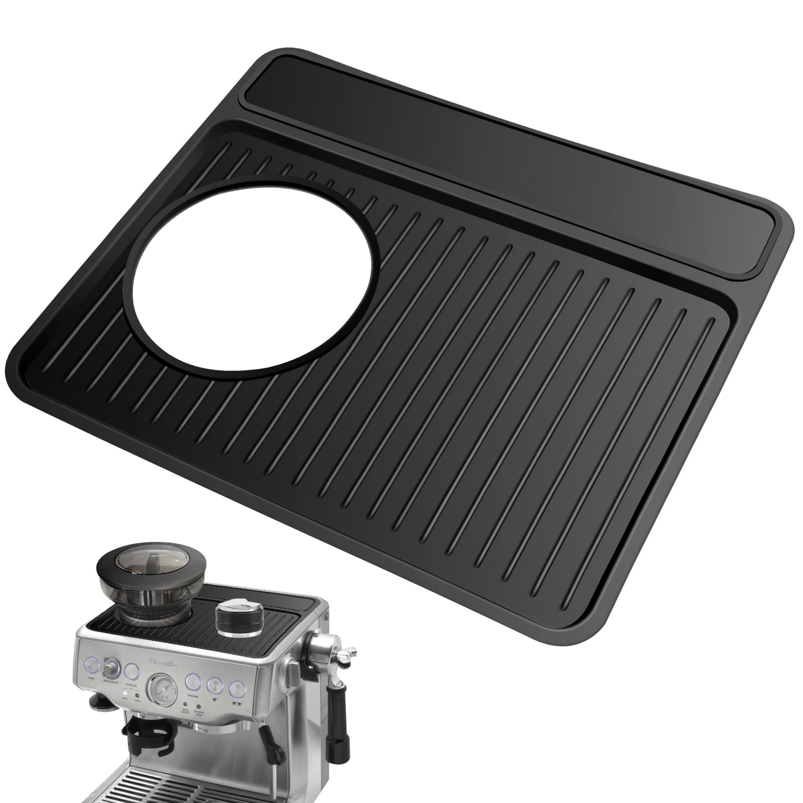 Tamping Mat For Breville 870/880, Espresso Tamper Mat, Food Grade Silicone Non Slip, 11In X 9.25In, Waterproof Heat Resistant, E