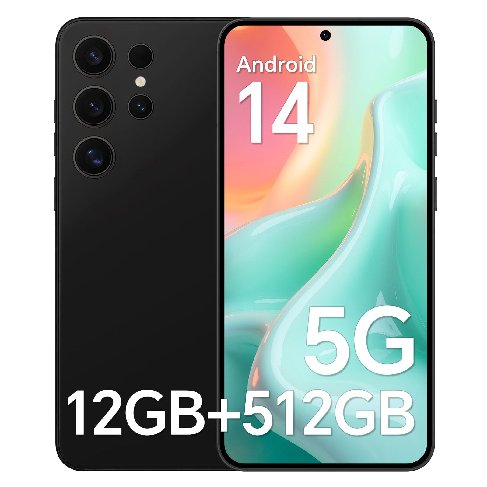 Unlocked Cell Phones P24 Ultra, Android 14 Phone, Snapdragon 888, 5G Cell Phone, 12Gb+512Gb, 6800Mah Battery, 6.8'' Screen Mobil