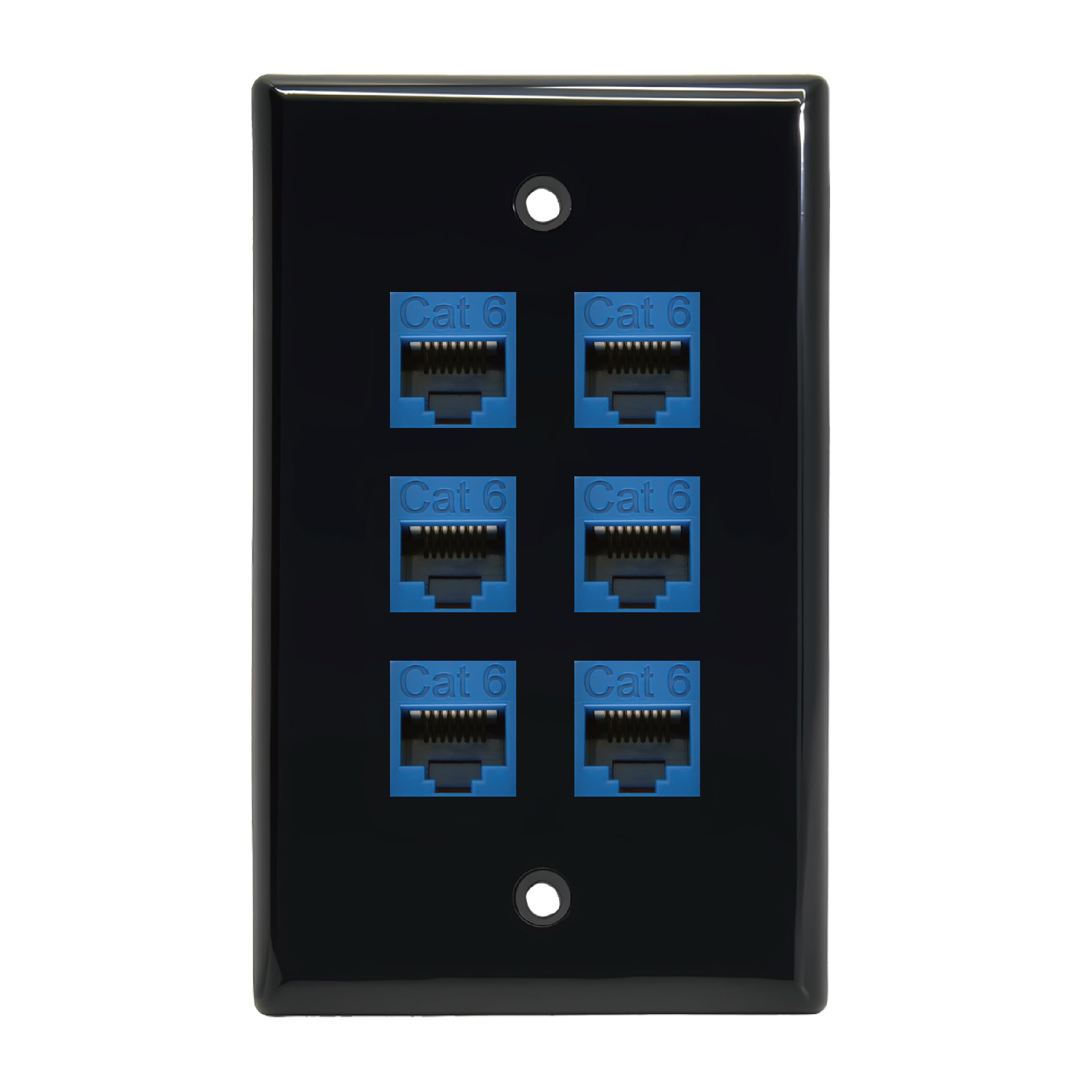Installerparts 6 Port Keystone Wall Plate Black Smooth Face