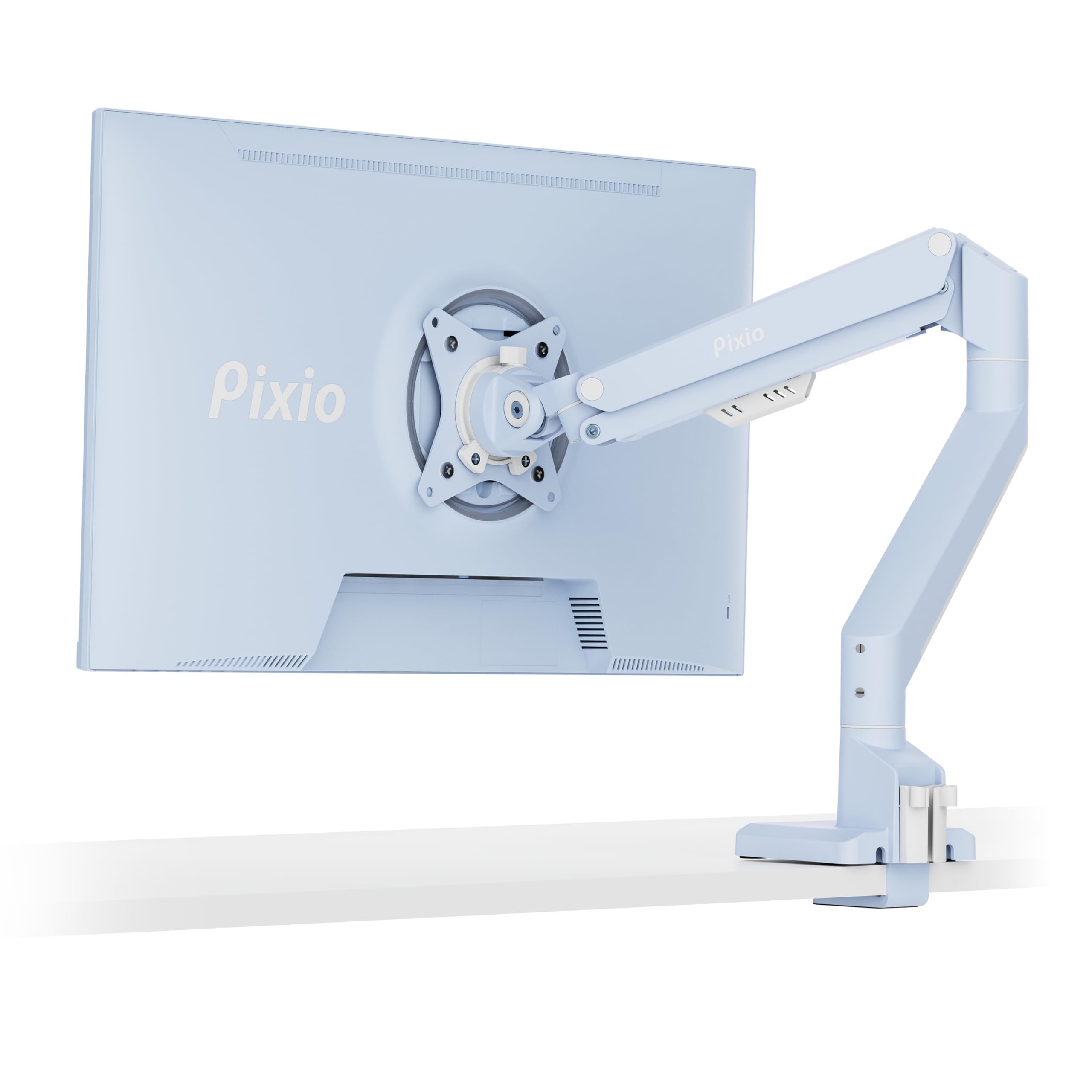 Pixio Ps1S Wave Blue Single Monitor Arm Stand Desk Mount   Fits Up To 32 Inches Monitors And Up To 19.8Lbs. Vesa Compatibility And Integrated Cable Management