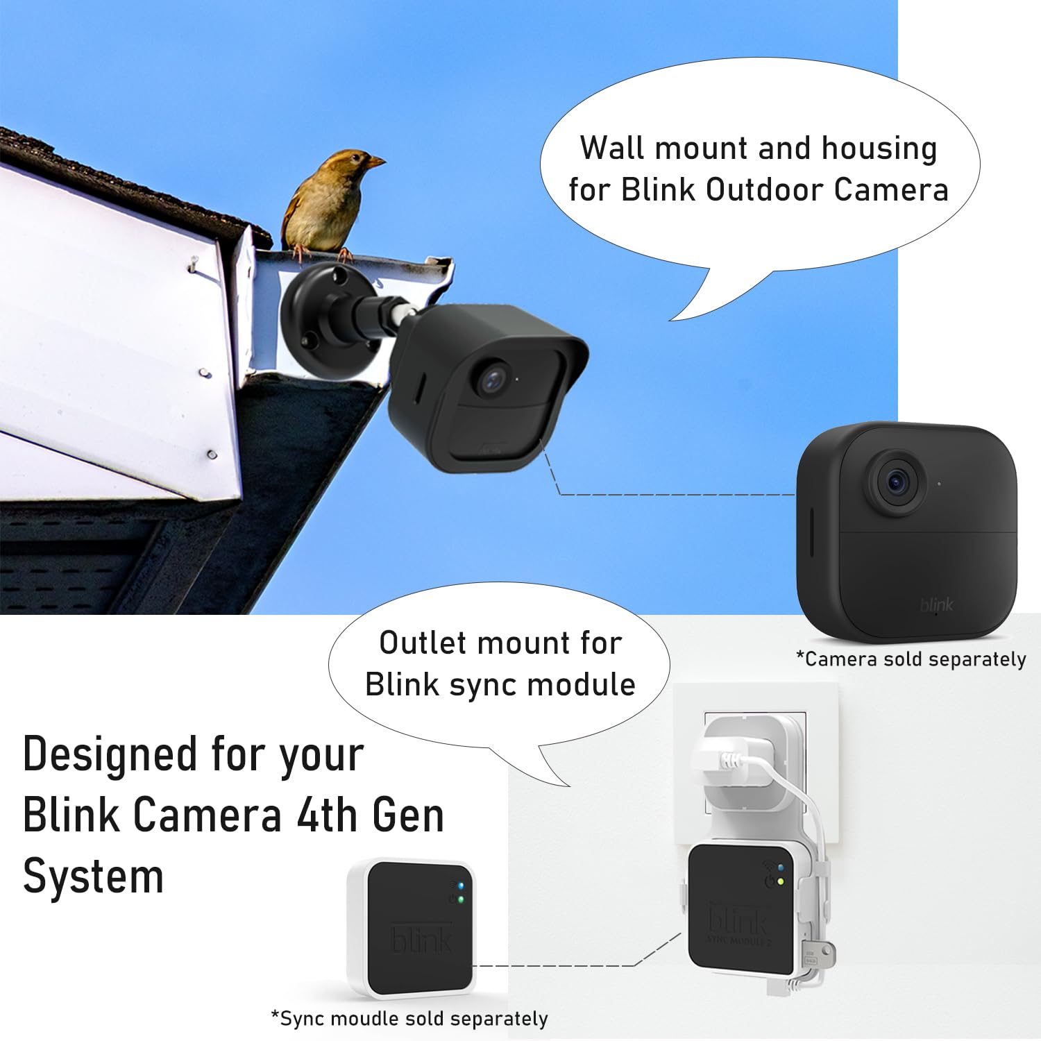 Ulioli Blink Outdoor Camera Mount 5Pack   Protective Housing And 360 Degree Adjustable Mount With Blink Sync Module Outlet Mount