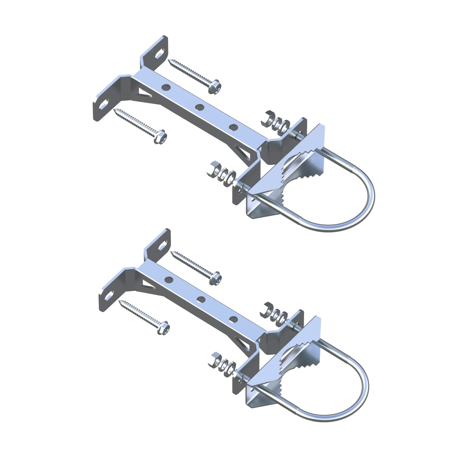Aimeboost 2 Pcs Stainless Steel Antenna Mount Wall Mount Antenna Mast Clamp V Jaw Bracket Accessories Kit [ Without The Pole ] F