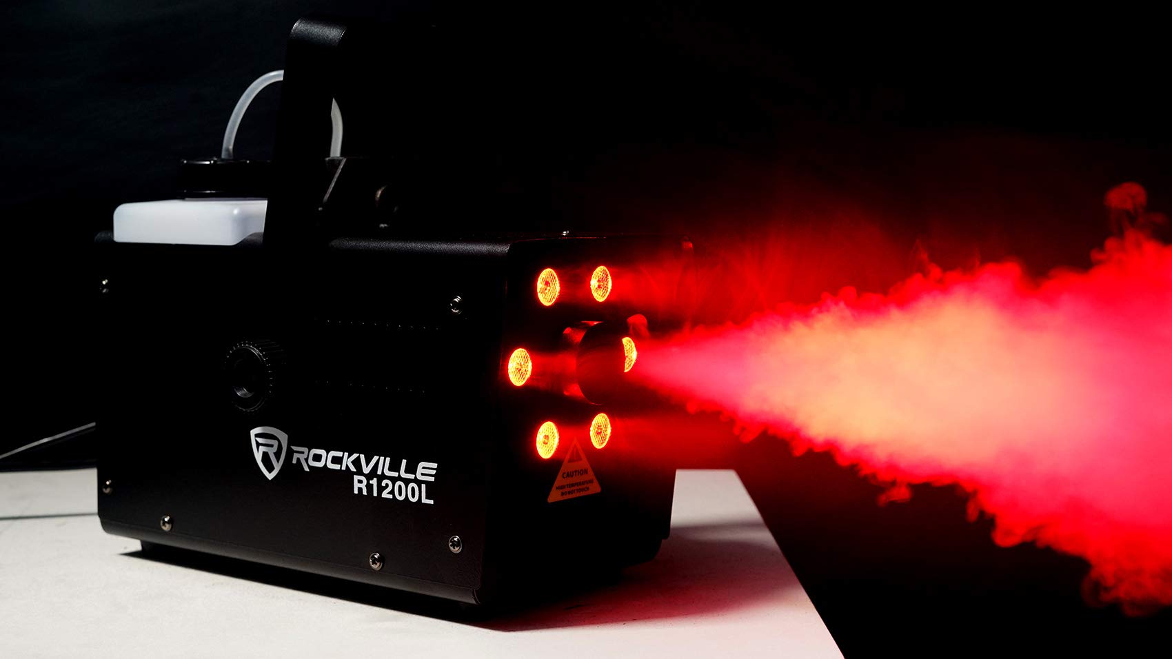 Rockville R1200L Fog/Smoke Machine With Rgb Lights, Sound Activated, 2 Remotes, Dmx Control, 12,000 Cfm, Carry Bag, Perfect For