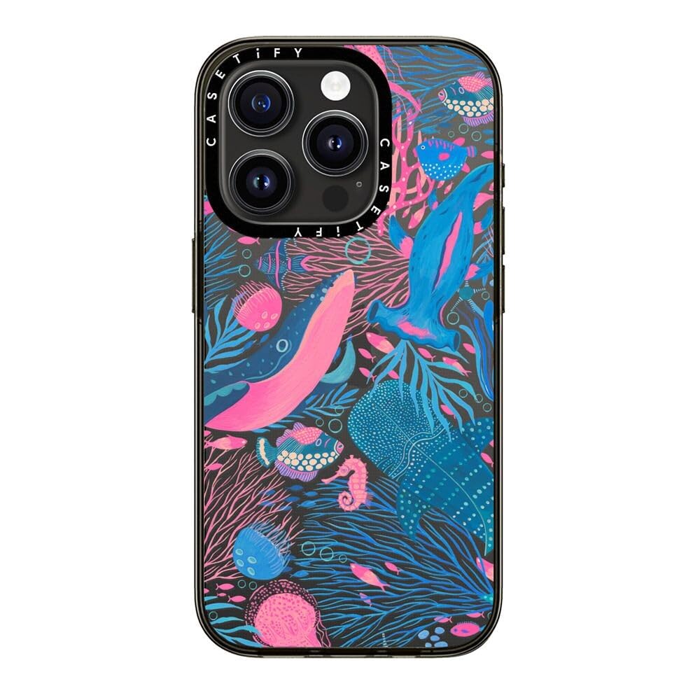 Casetify Compact Iphone 15 Pro Case [2X Military Grade Drop Tested / 4Ft Drop Protection]   Under The Sea   Clear Black