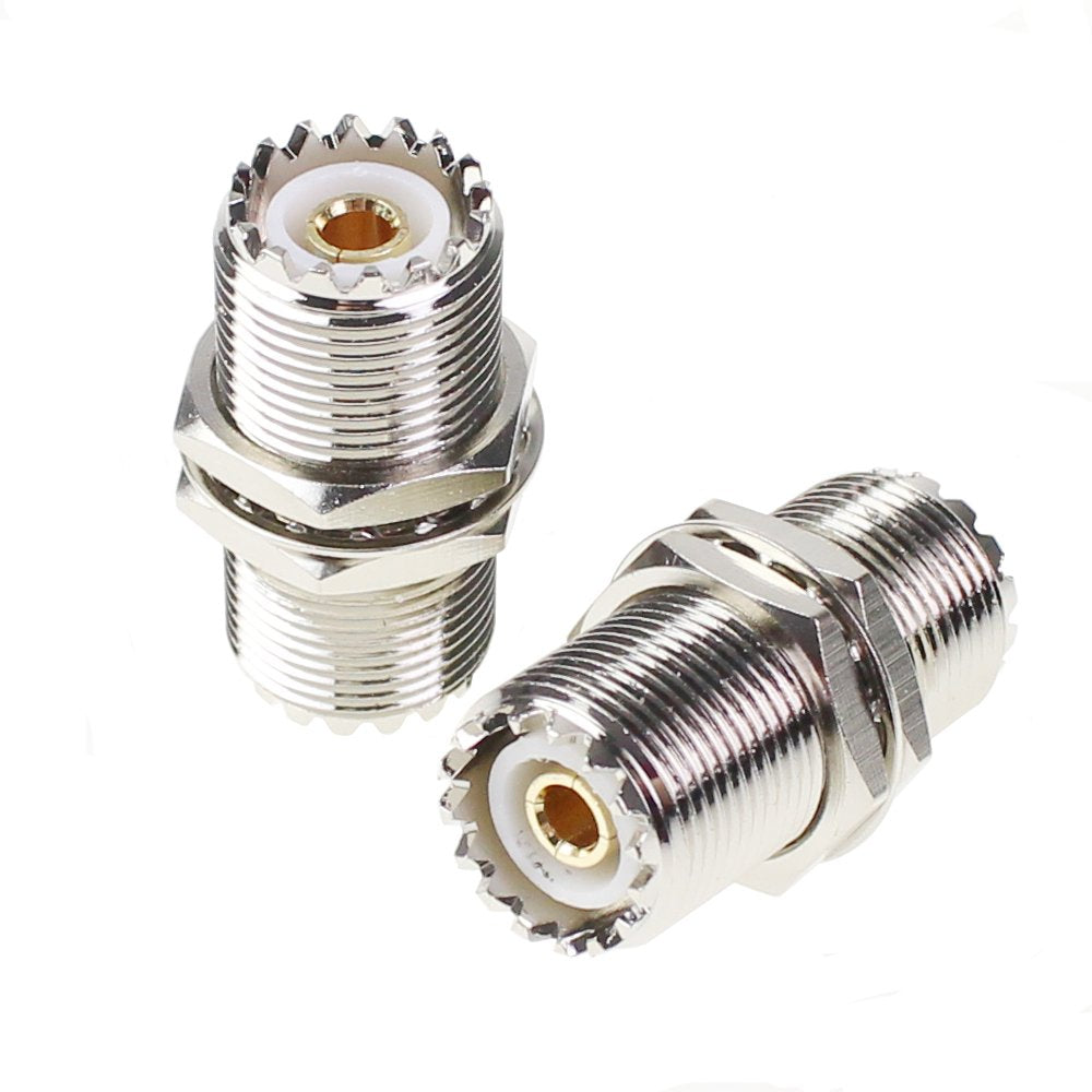 Exgoofit Uhf Connector Female Nut Bulkhead Panel Mount To So239 Jack Coaxial Coax Cable Adapter Plug For Pl-259 (Pack 2Pcs)