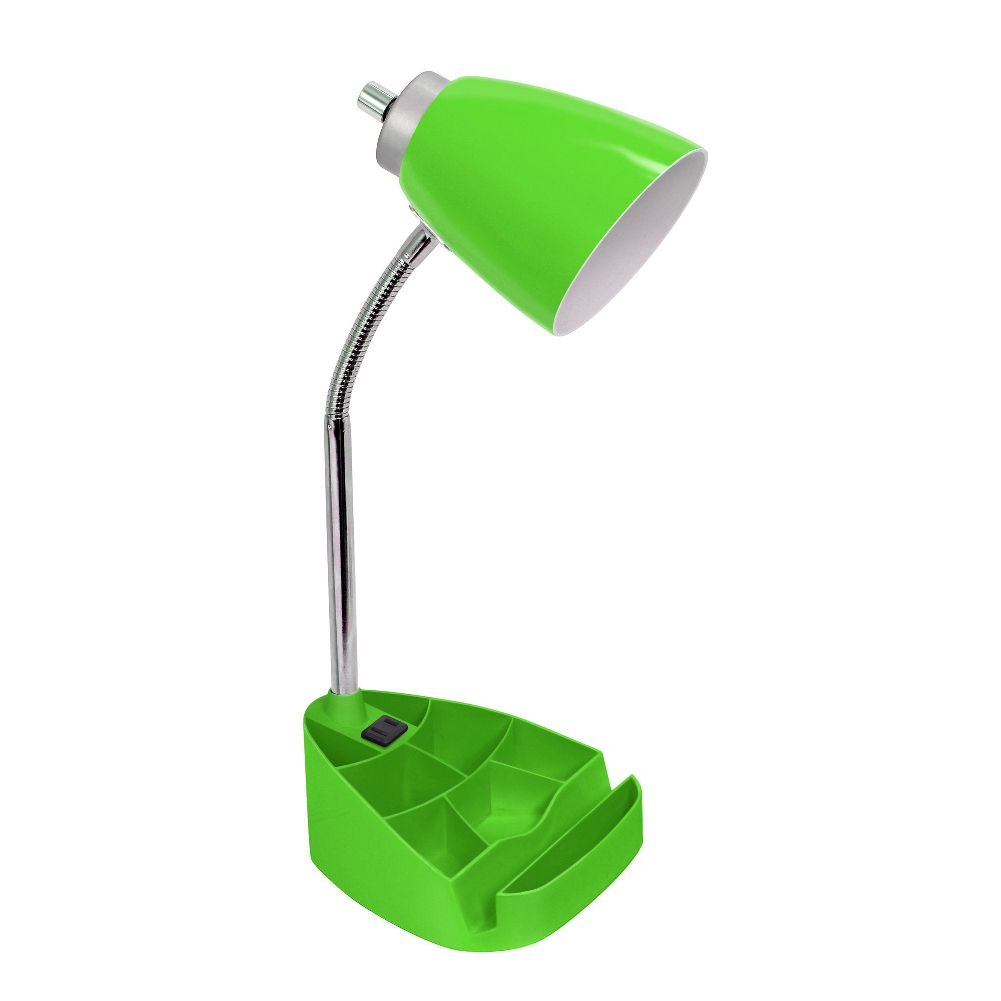 Limelights Ld1057 Grn Gooseneck Organizer Desk Lamp With Ipad Tablet Stand Book Holder And Charging Outlet, Green