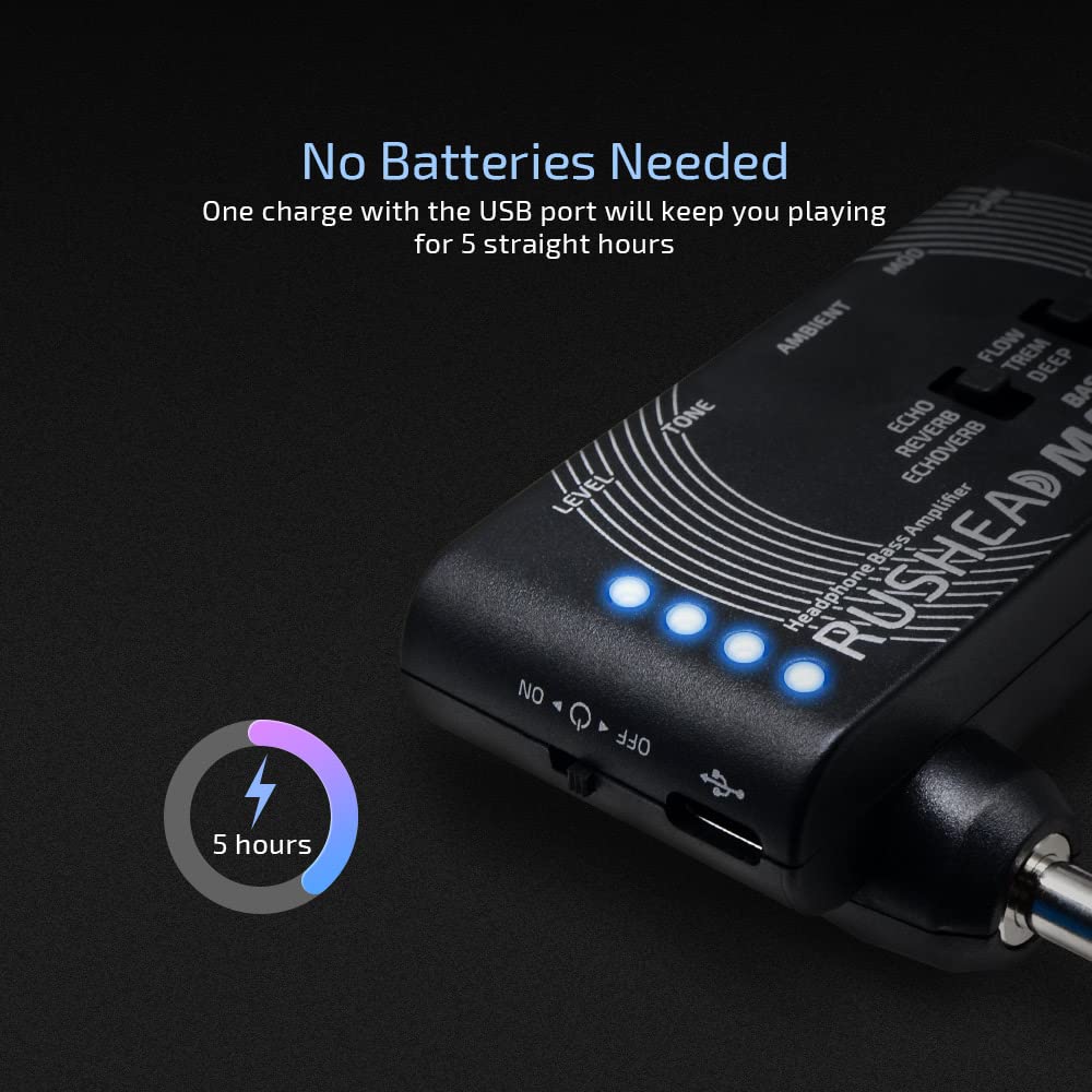 Valeton Rushead Max Bass Usb Chargable Portable Pocket Bass Headphone Amp Carry On Bedroom Plug In Multi Effects