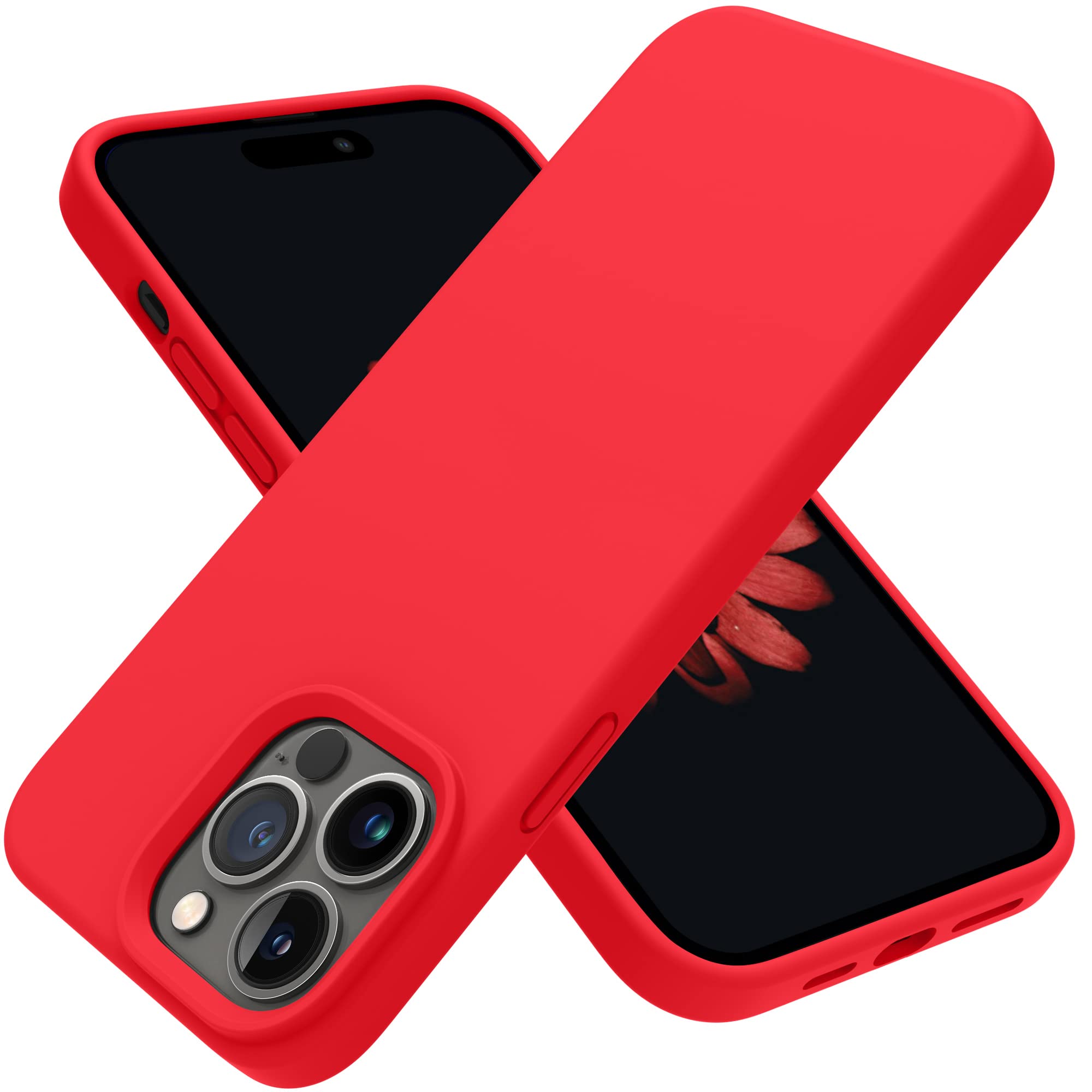Otofly Designed For Iphone 14 Pro Max Case, Silicone Shockproof Slim Thin Phone Case For Iphone 14 Pro Max 6.7 Inch (Red)