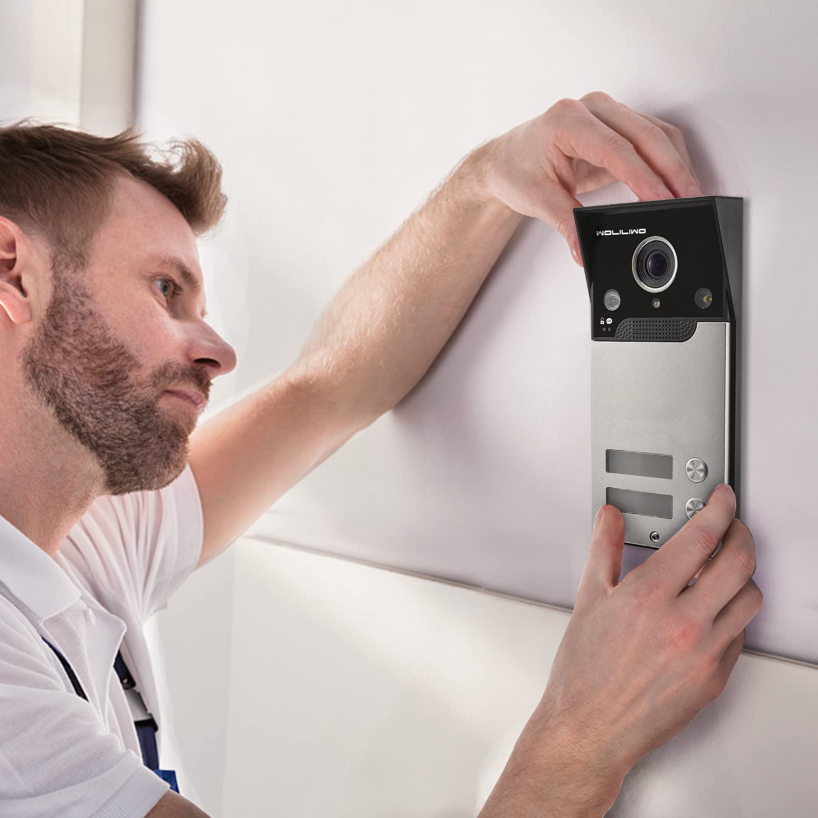 Woliliwo Wired Video Intercom System, 7 Inch Ring Video Doorbell With Ir Night Vision Support Remote Unlock, Dual Way Intercom F