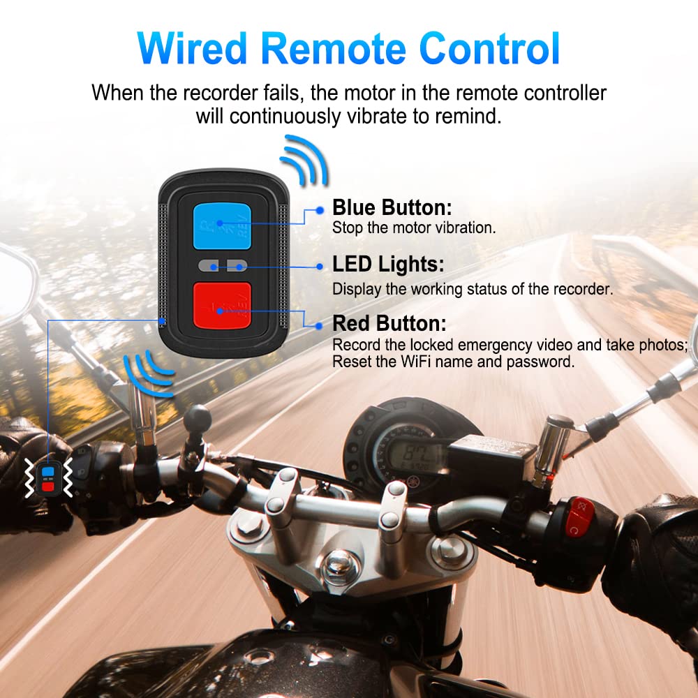 Vsysto Wifi Motorcycle Dash Camera Hd 1080P Front And Rear Camera, Full Body Waterproof Dvr With Gps, High Speed Download Videos