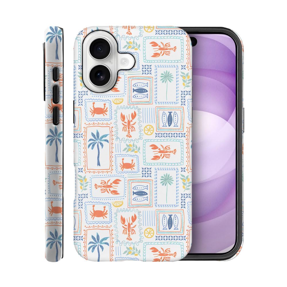 Case for iPhone 17,Fits Frosted Case Design for Girl Women,Coastal Fish Summer Cute Stamp