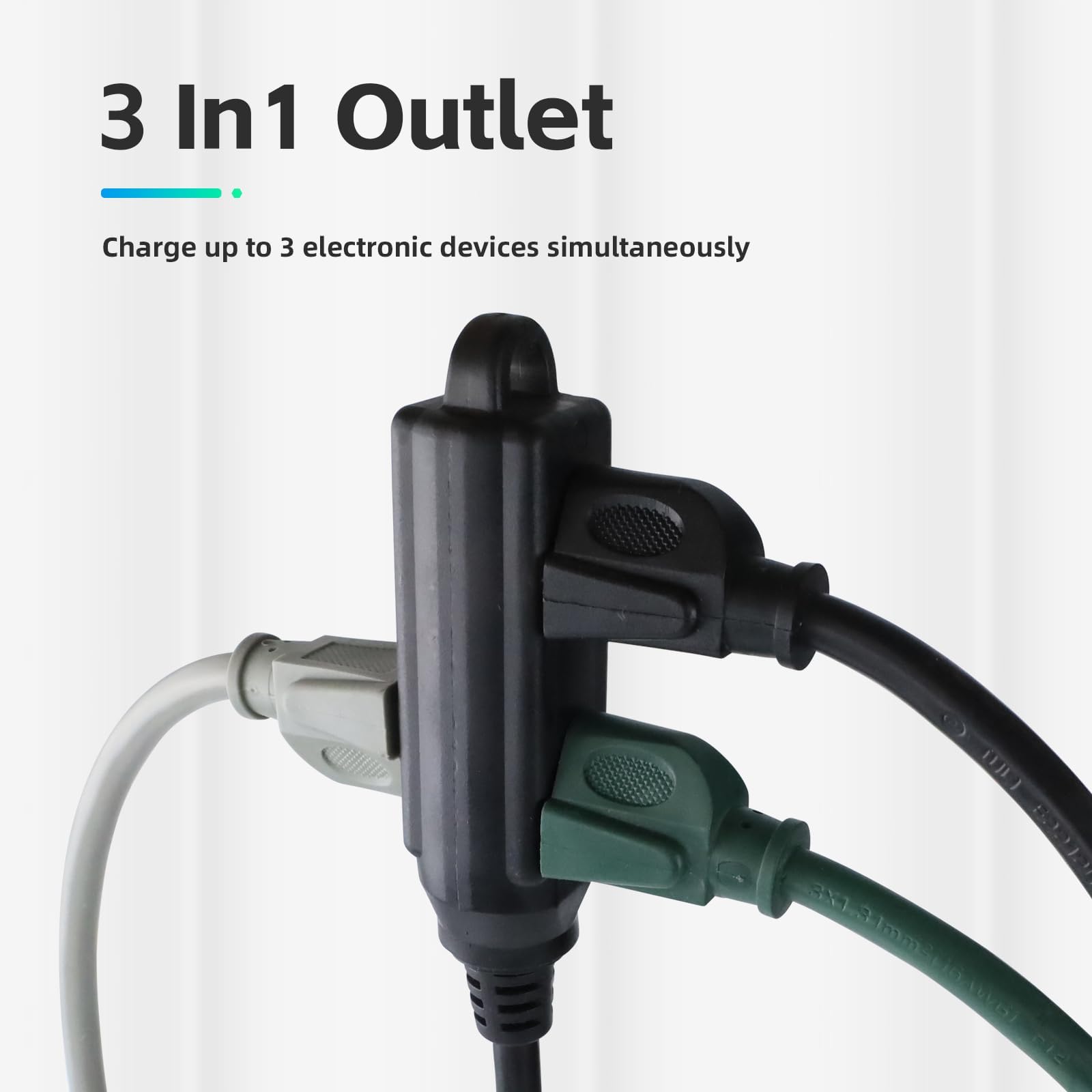 Ep Low Profile 3 Ft Flat Plug Extension Cord   16 Awg 3 Prong Grounded Cable With 3 Outlets, Perfect For Indoor Use, Black