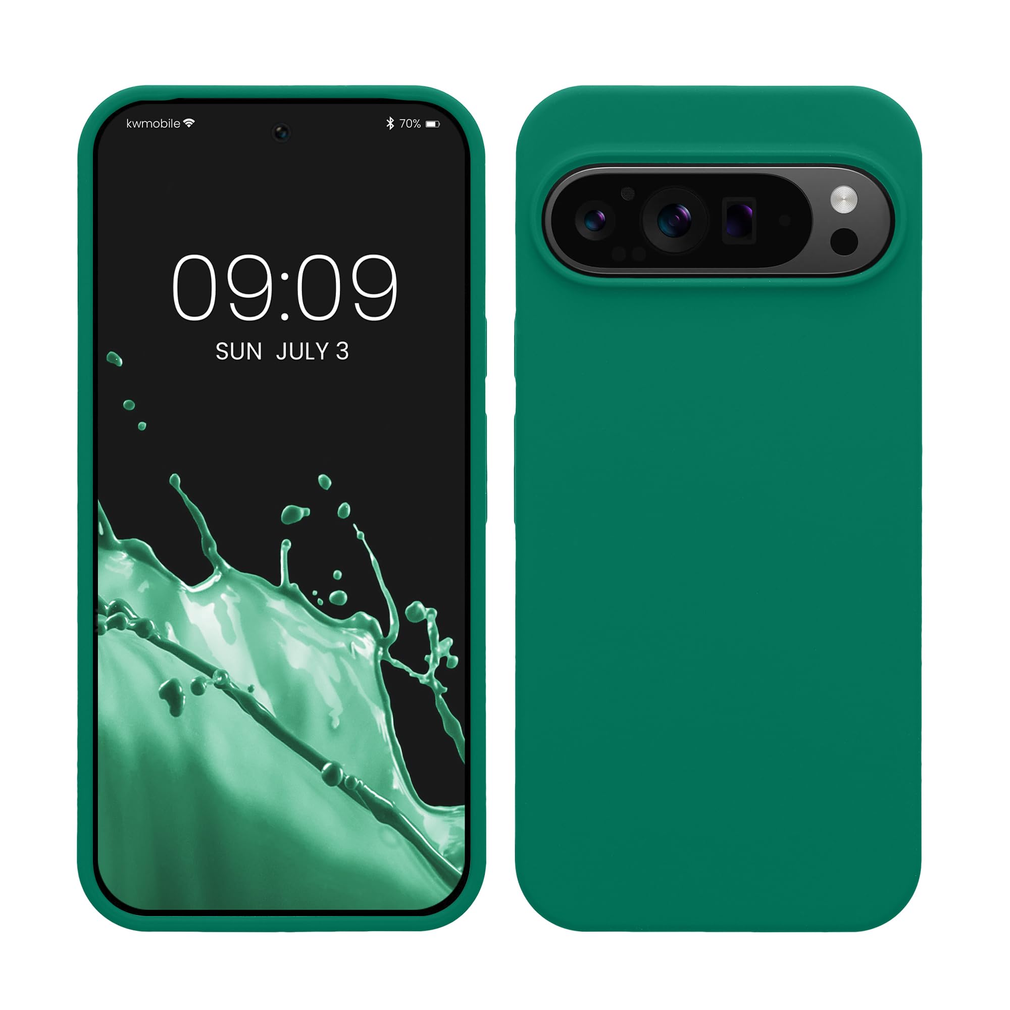 kwmobile Case Compatible with Google Pixel 9 Pro XL Case - TPU Silicone Phone Cover with Soft Finish - Emerald Green