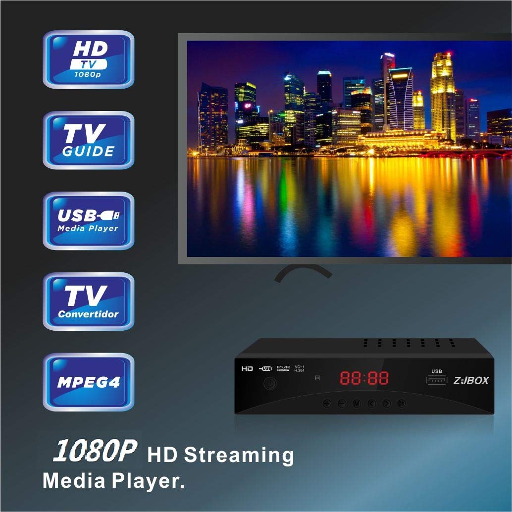 Digital Tv Converter Box, Atsc Cabal Box   Zjbox For Analog Hdtv Live1080P With Tv Recording&Playback,Hdmi Output, Timer Setting