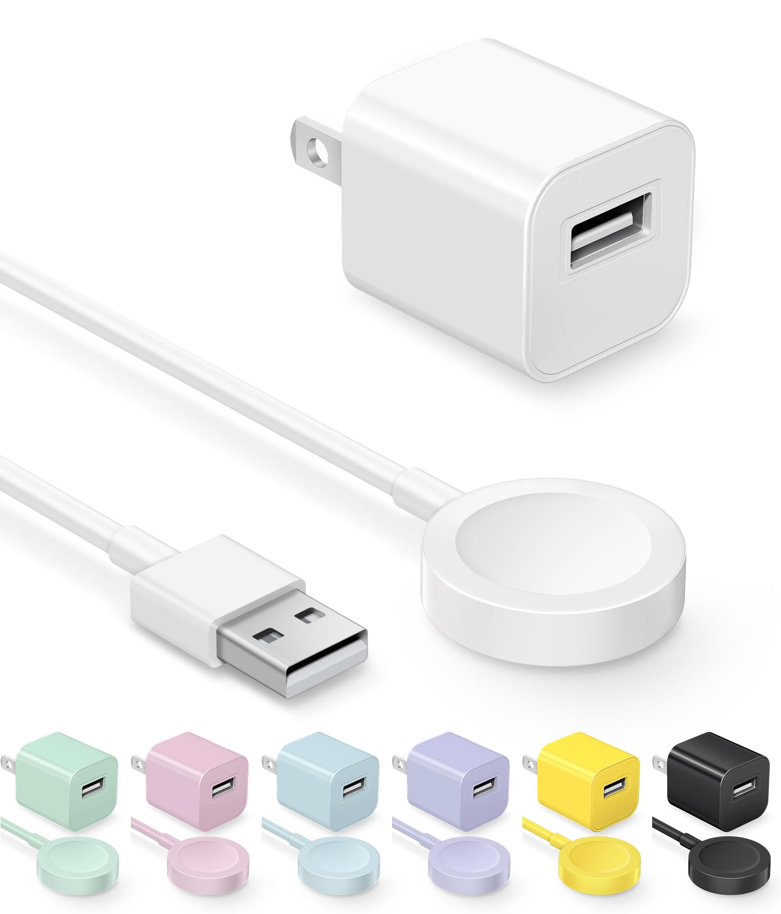 Fast Charger for Apple Watch Charger, Magnetic iWatch Charger to USB A Cable 3.3FT with USB A Wall Plug Adapter for Apple iWatch