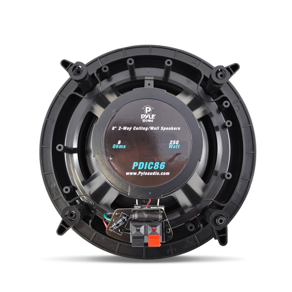 Pyle 8.0 Ceiling Wall Mount Speakers - Pair Of 2-Way Full Range Sound Stereo Speaker Audio System Flush Design W/ Electronic Cro