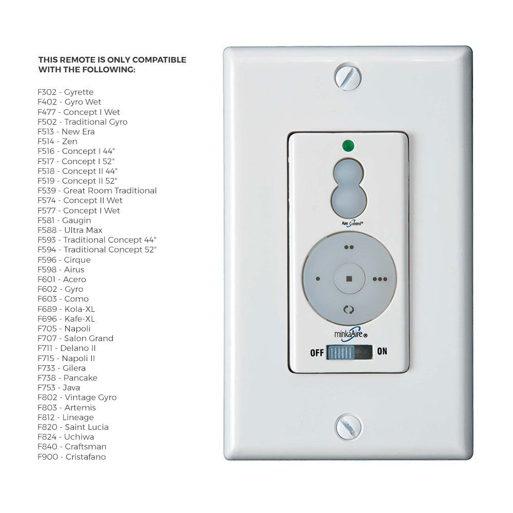 Minka Aire Wall Control System   White   Wcs212