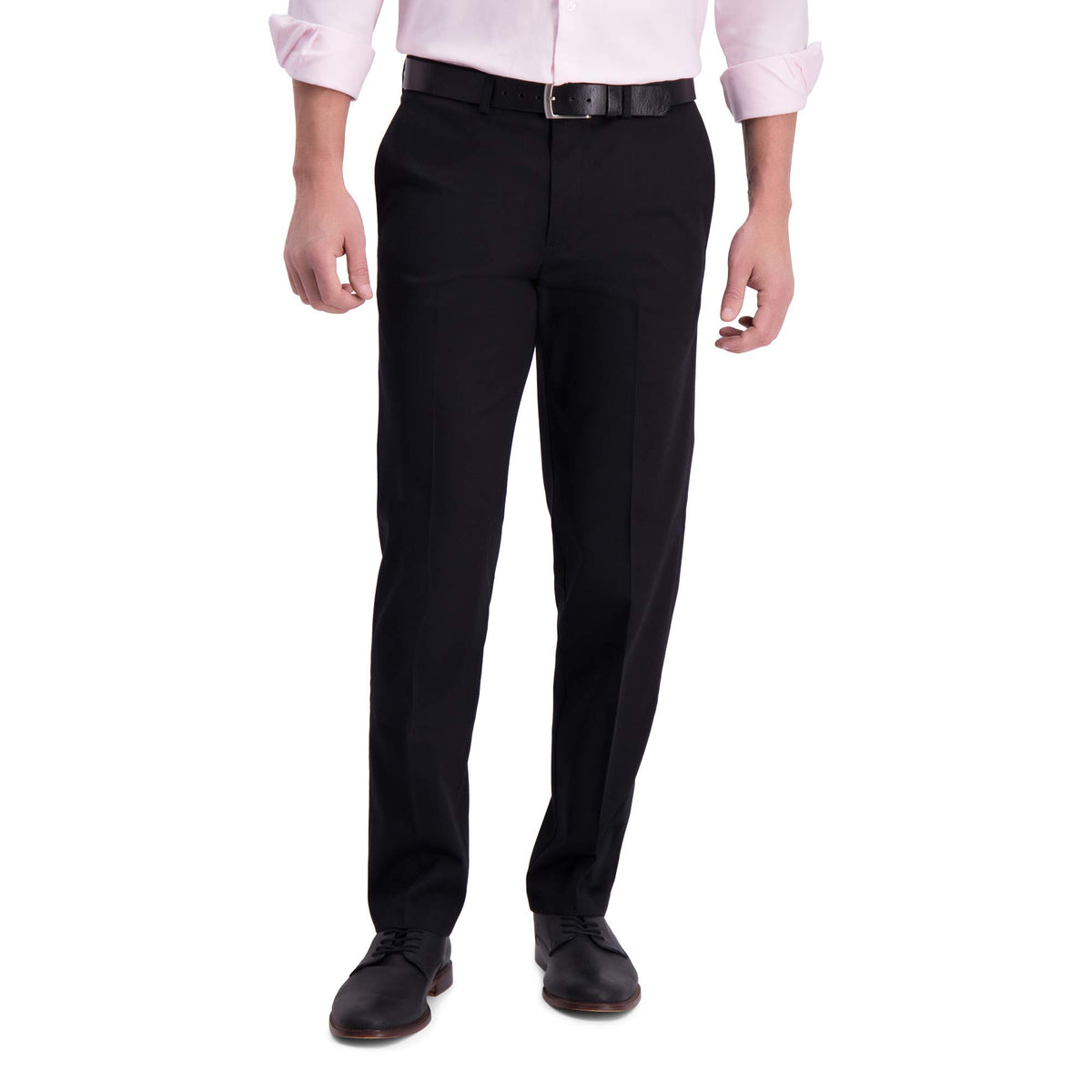 Haggar Mens Iron Free Premium Khaki Straight Fit Flat Front Flex Waist Casual Pant Black 30 X 30