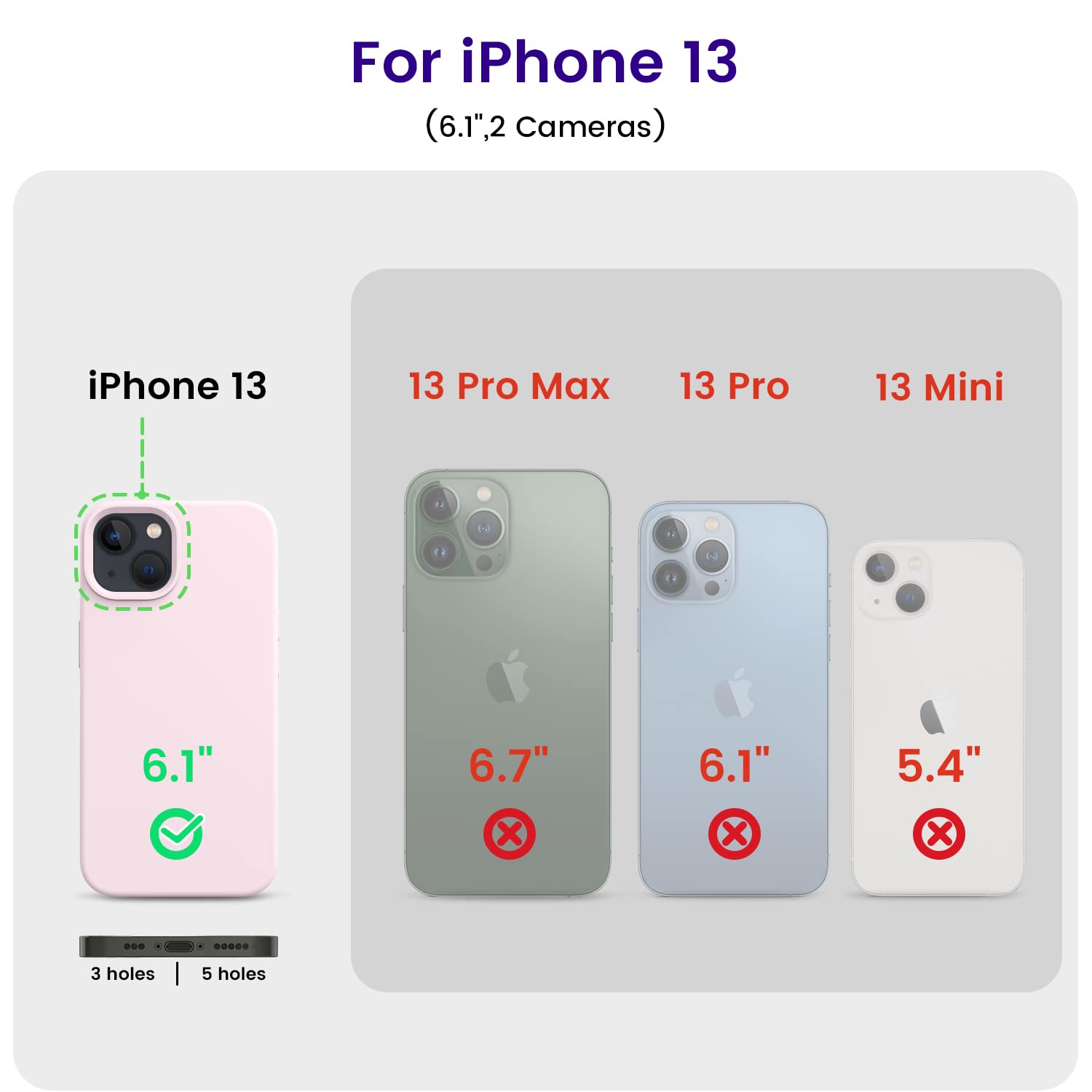 Otofly Designed For Iphone 13 Case, Silicone Shockproof Slim Thin Phone Case For Iphone 13 6.1 Inch Ice Pink