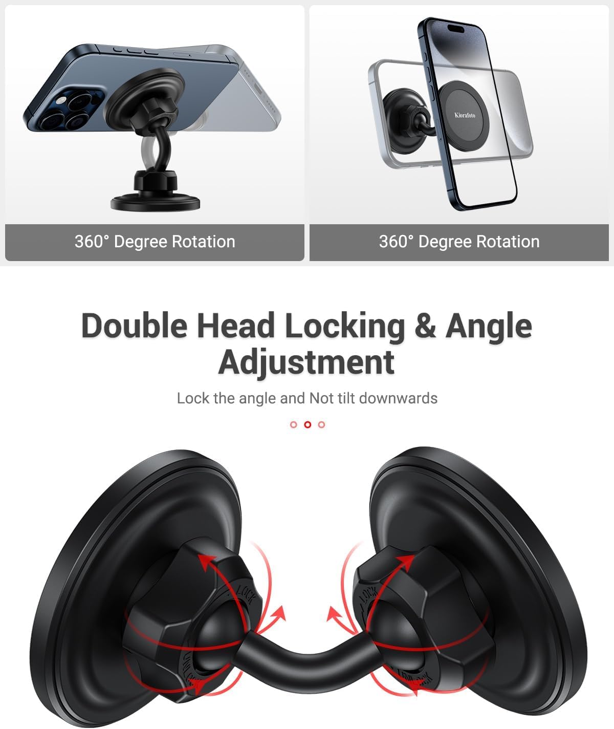 Gym Magnetic Phone Holder For Magsafe, Dual Magnetic Phone Mount Gym Phone Holder Magnet With Double Ball Head Locking Angle Com
