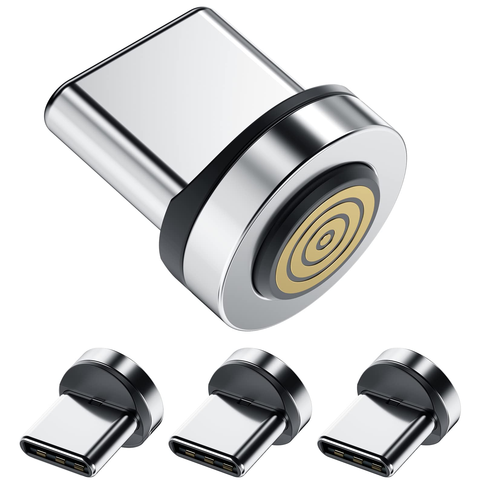 Ankndo Magnetic Connector Tip Heads [4-Pack] USB C Magnetic Adapter Compatible with 7Pin Magnetic Charging Cable 360 Rotating St