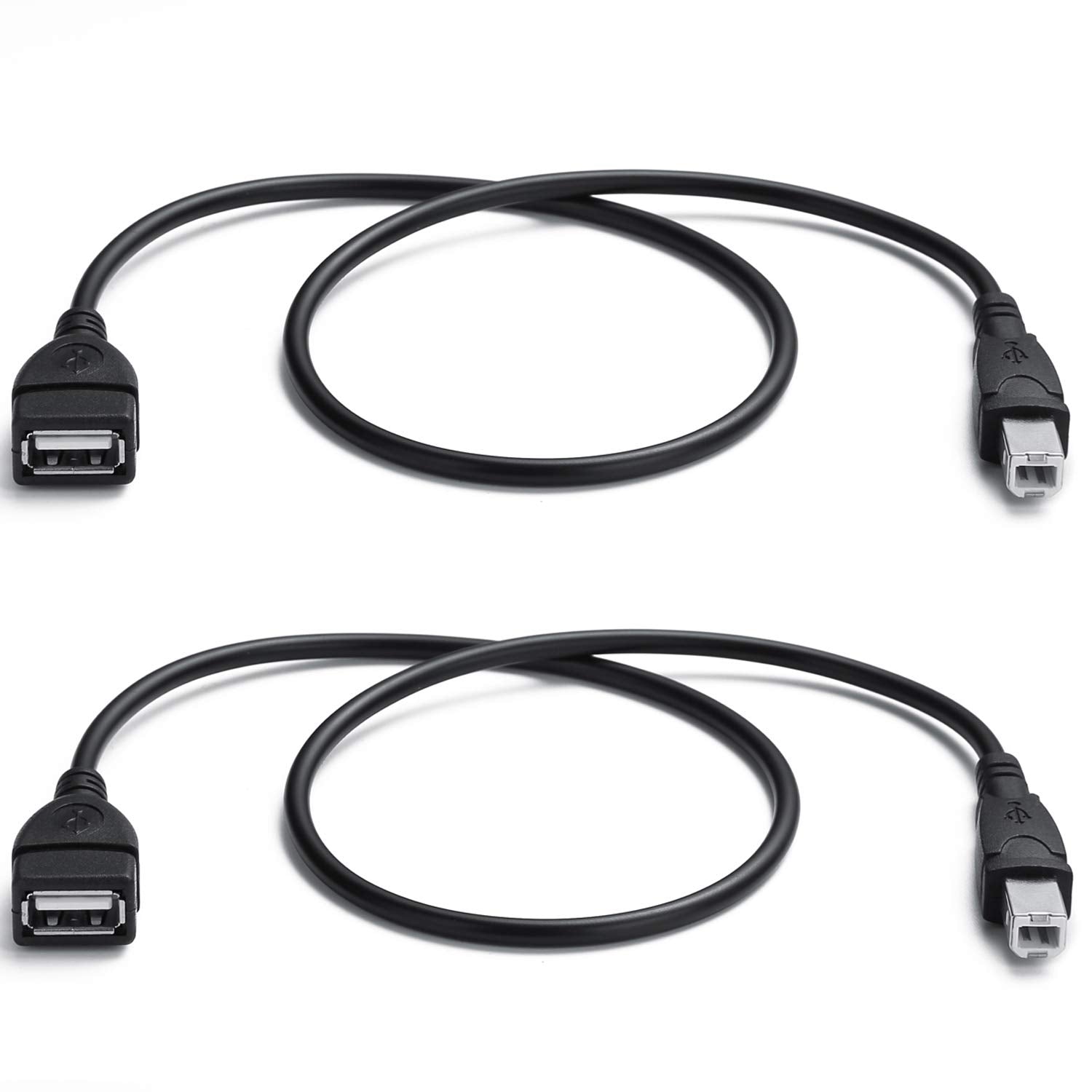 YOUOWO 2 Pack USB 2.0 Cable A Female to USB B Male Cable for Printer Extender Connection Cables USB_A/F-USB_B/M Adapter (USB_A-U