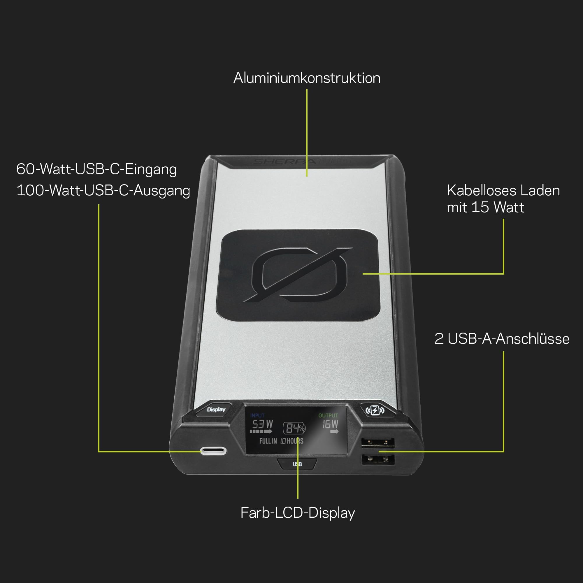 Goal Zero Sherpa 100Pd Wireless Portable Power Bank 100W Usb-C Power Delivery 25600Mah (4Th Generation)