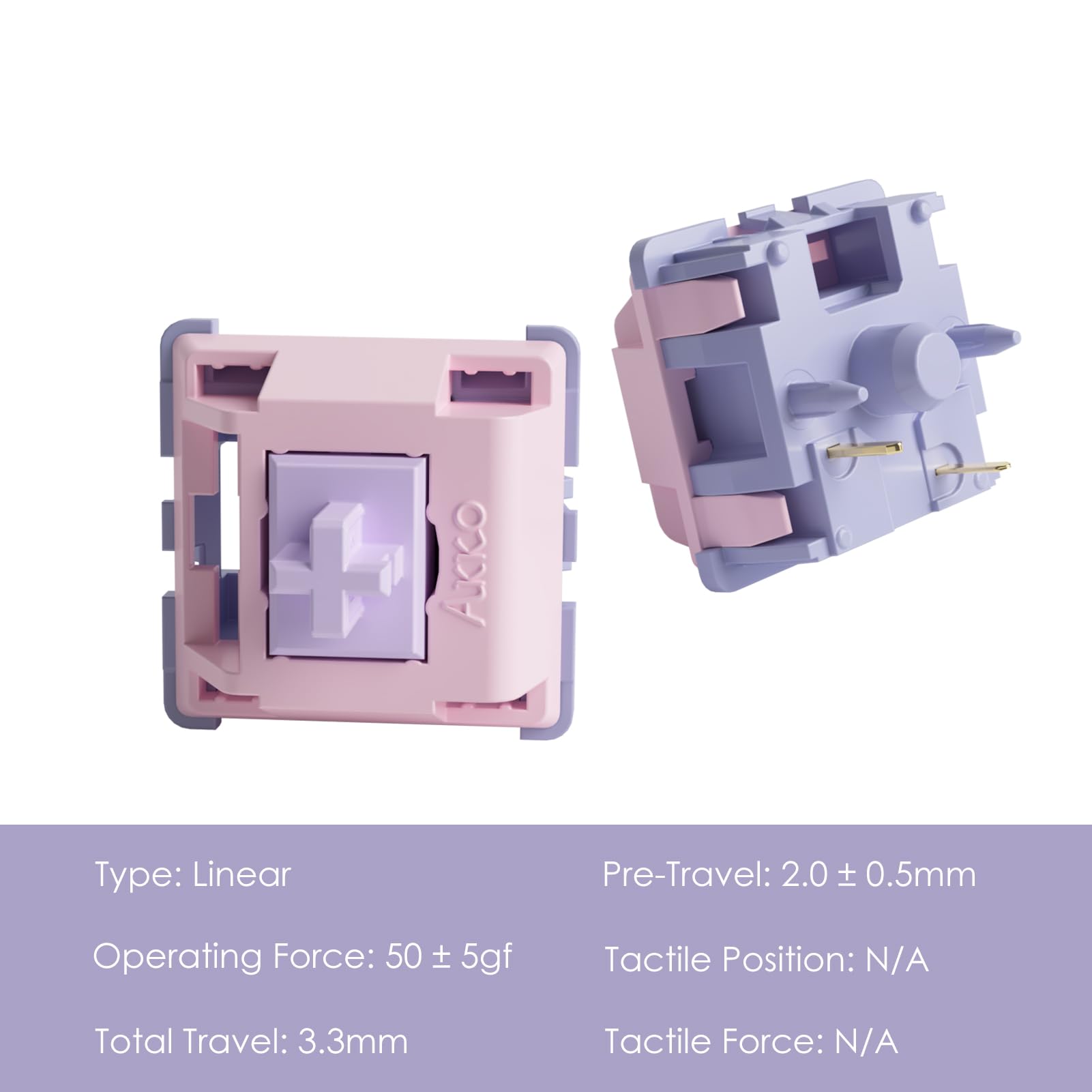 Akko V3 Fairy Linear Silent Keyboard Switch For Mechanical Gaming Keyboard, 5 Pin 50Gf Quiet Pre Lubed Switches With Standard Mx