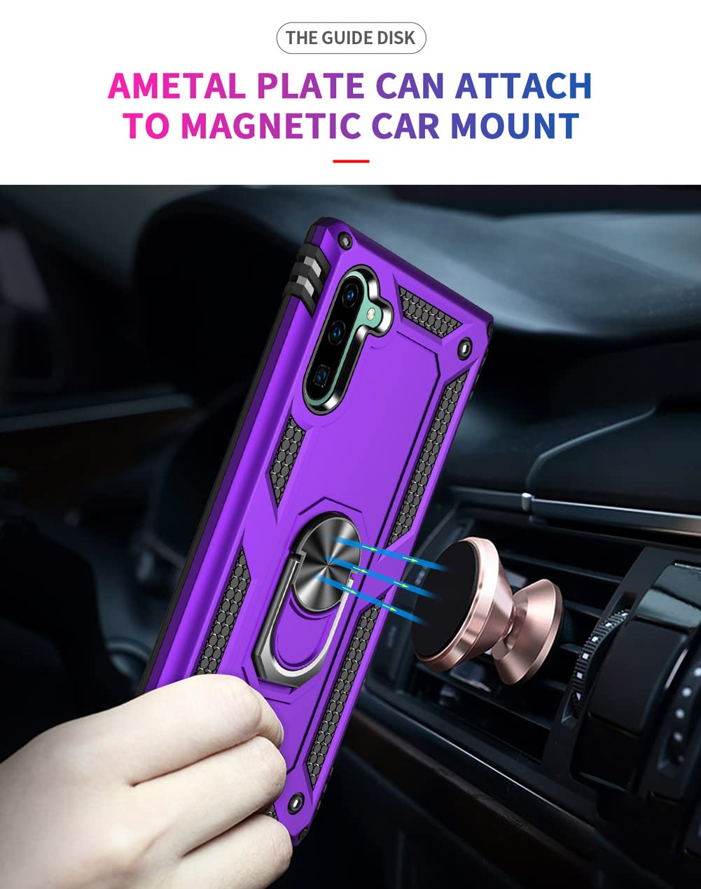 For Samsung Galaxy Note 10 Case, Note10 Case With Hd Screen Protectors, Military Grade Metal Ring Holder Kickstand 15Ft Drop Tes