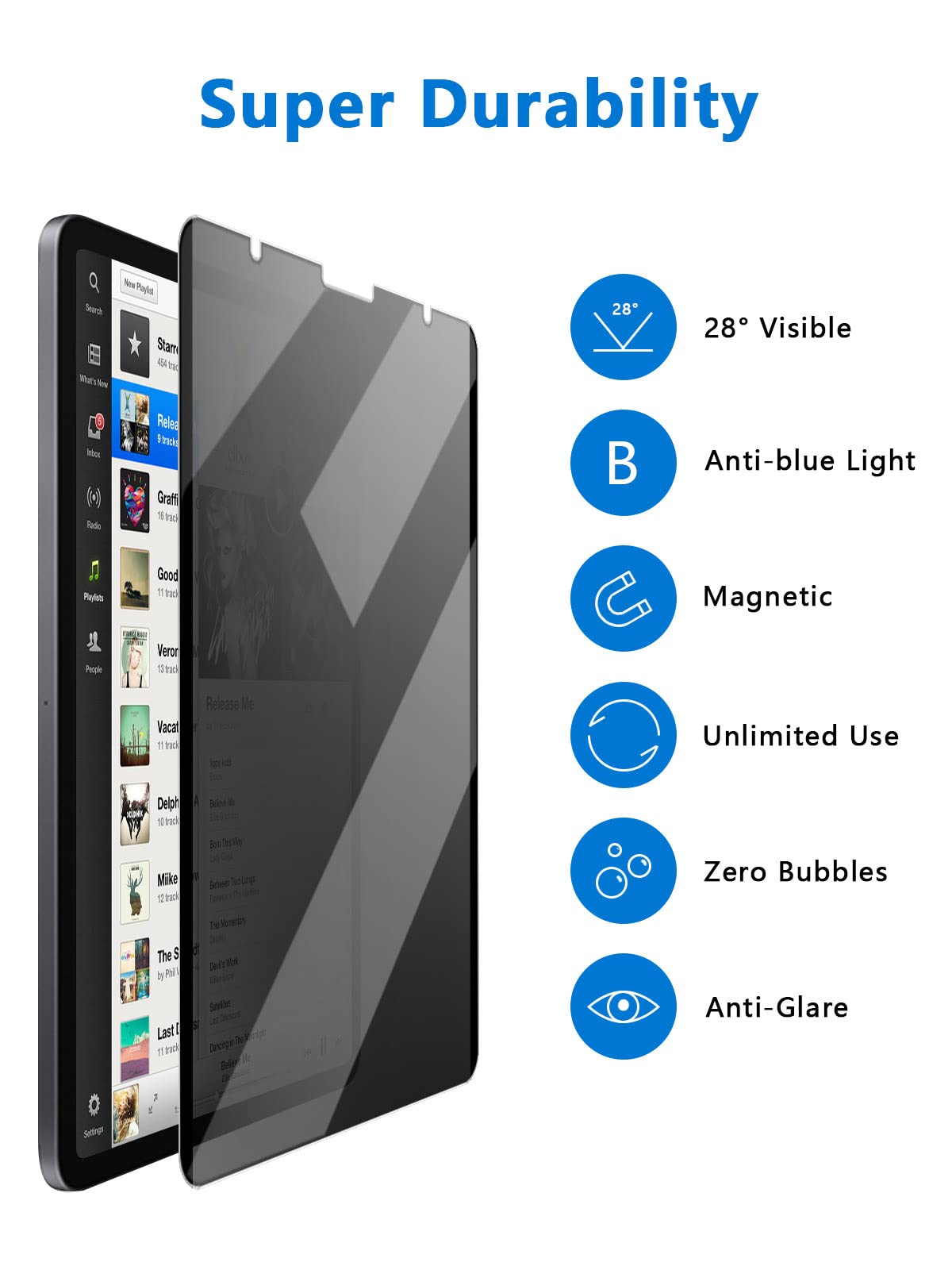 Privacy Screen Filter For Ipad Air 5/4 10.9 Inch (2022/2020), Privacy Screen Shield Ipad Pro 11 Inch (2021, 2020, 2018) Removabl