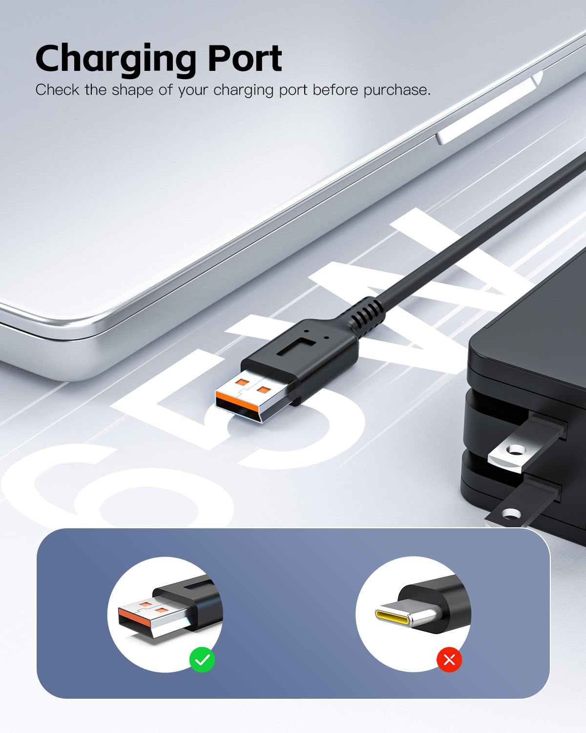 7.5Ft Foldable Plug Charger Fit For Lenovo Ideapad Yoga 3 Pro 1370 700 700 11Isk 900 Miix 700 12Isk Laptop With Indicator Lights