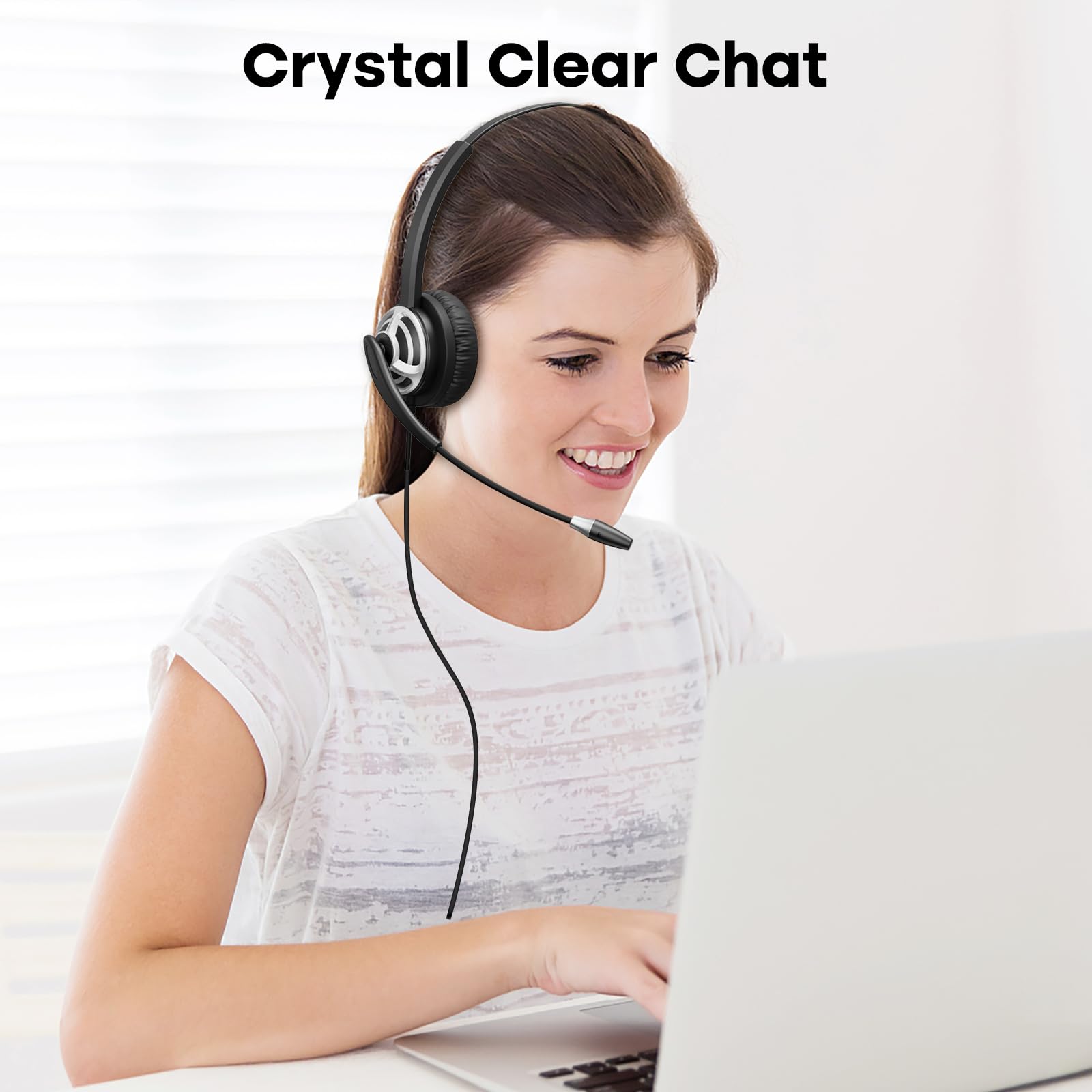 Mkj Usb Headset With Microphone For Pc Laptop, Computer Headset With Noise Cancelling Mic For Call Center And Office, Wired Headphones For Uc Platforms Business Skype Ms Teams Zoom Webex Facetime