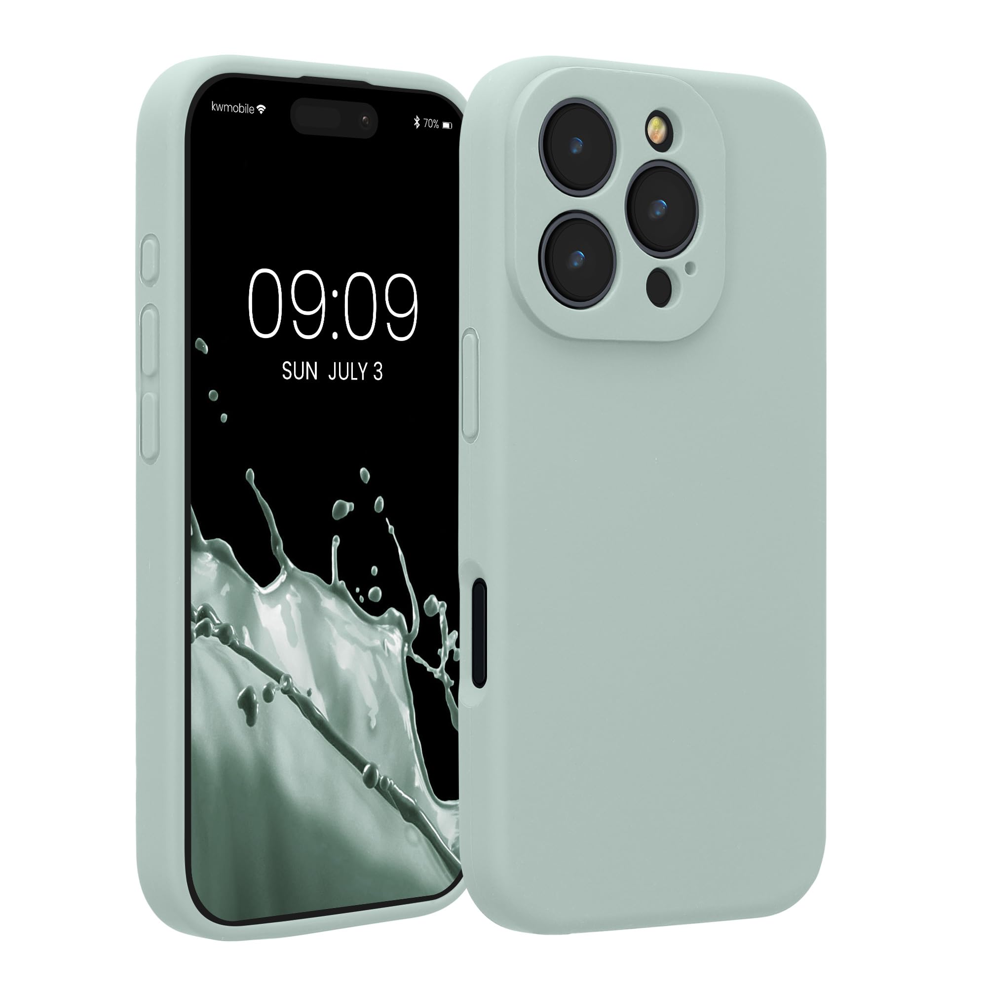 kwmobile Case Compatible with Apple iPhone 16 Pro Case - Slim TPU Silicone Phone Cover - Soft Touch Finish - Cool Mint