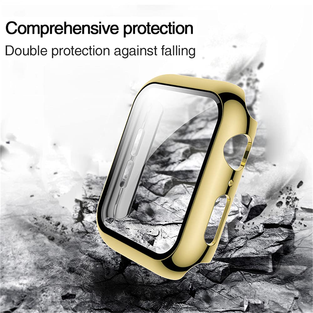 Hankn 40Mm Case Compatible With Apple Watch Series 4 5 6 Se 40Mm Tempered Glass Screen Protector Case, Full Coverage Shockproof
