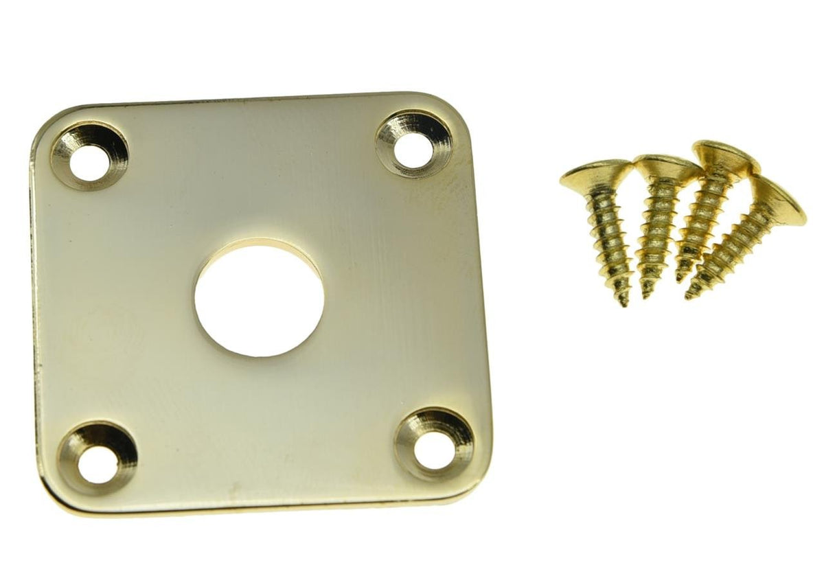 KAISH Gold Flat Bottom Metal Jack Plate Flat Base Square Jackplate for Les Paul LP Guitars