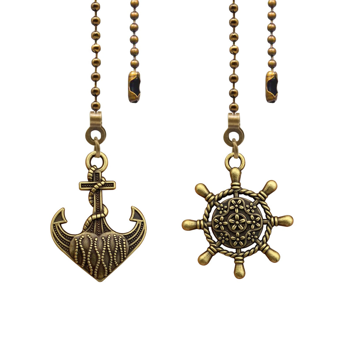 Dotlite Nautical Ceiling Fan Pull Chain Extender, 2Pcs 12In Bronze Decorative Fan String Pulls Pendant Extension, 3Mm Diameter B