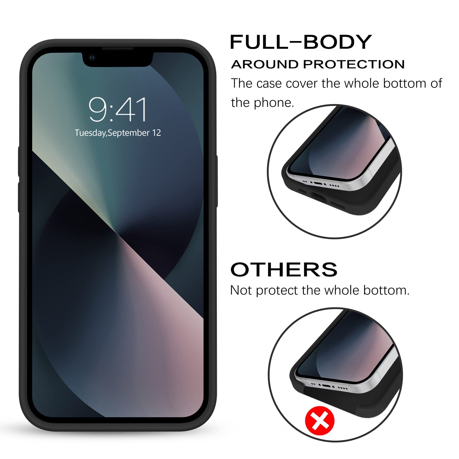 Bentoben Iphone 13 Mini Case, Iphone 13 Mini Phone Case, Slim Fit Liquid Silicone Soft Gel Rubber Anti Scratch Shockproof Protec