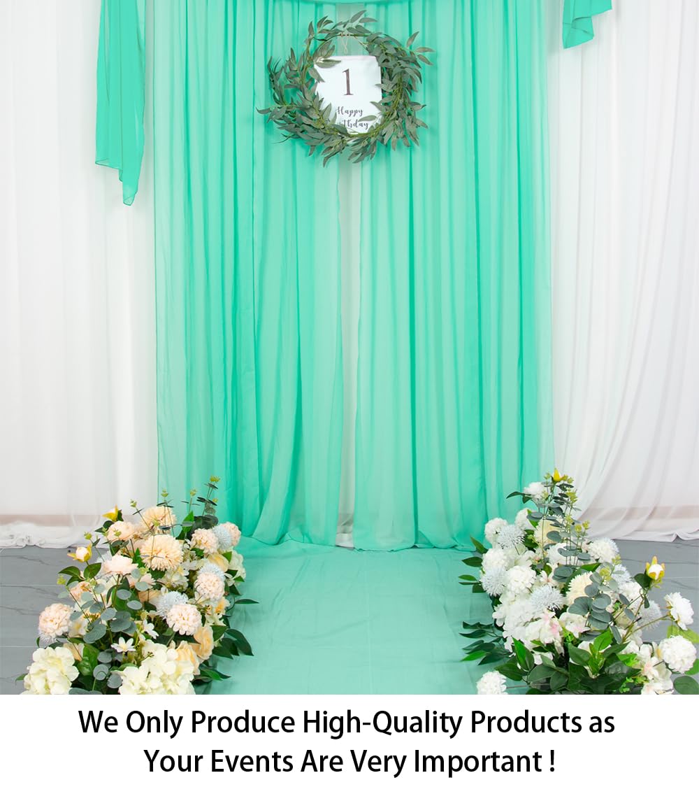 Shinybeauty Chiffon Backdrop Curtain 2 Panels 29''X84'' Mint Living Room Curtains Blackout Voile Sheer Curtains Tulle Fabric Dra