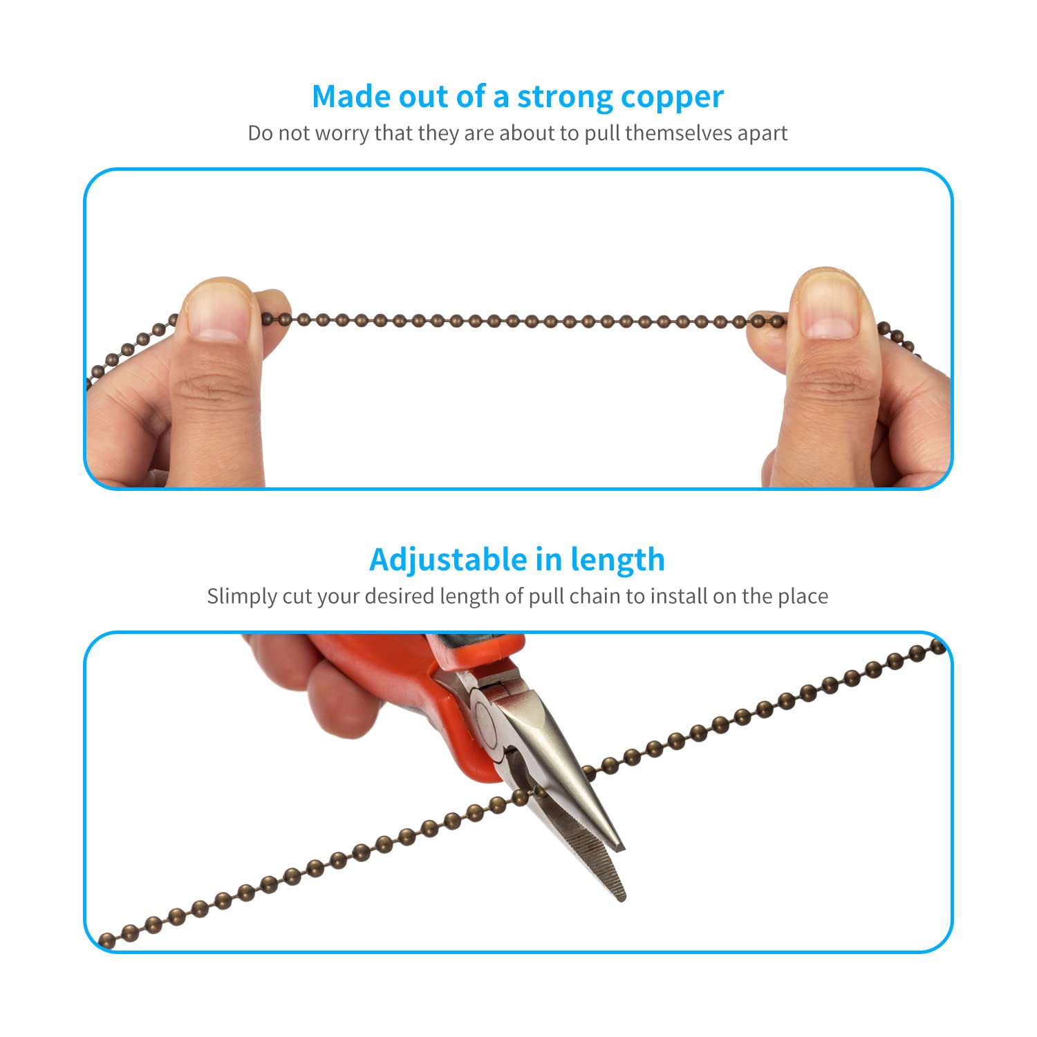 6 Combo Frosted Ceiling Fan Pull Chain Set